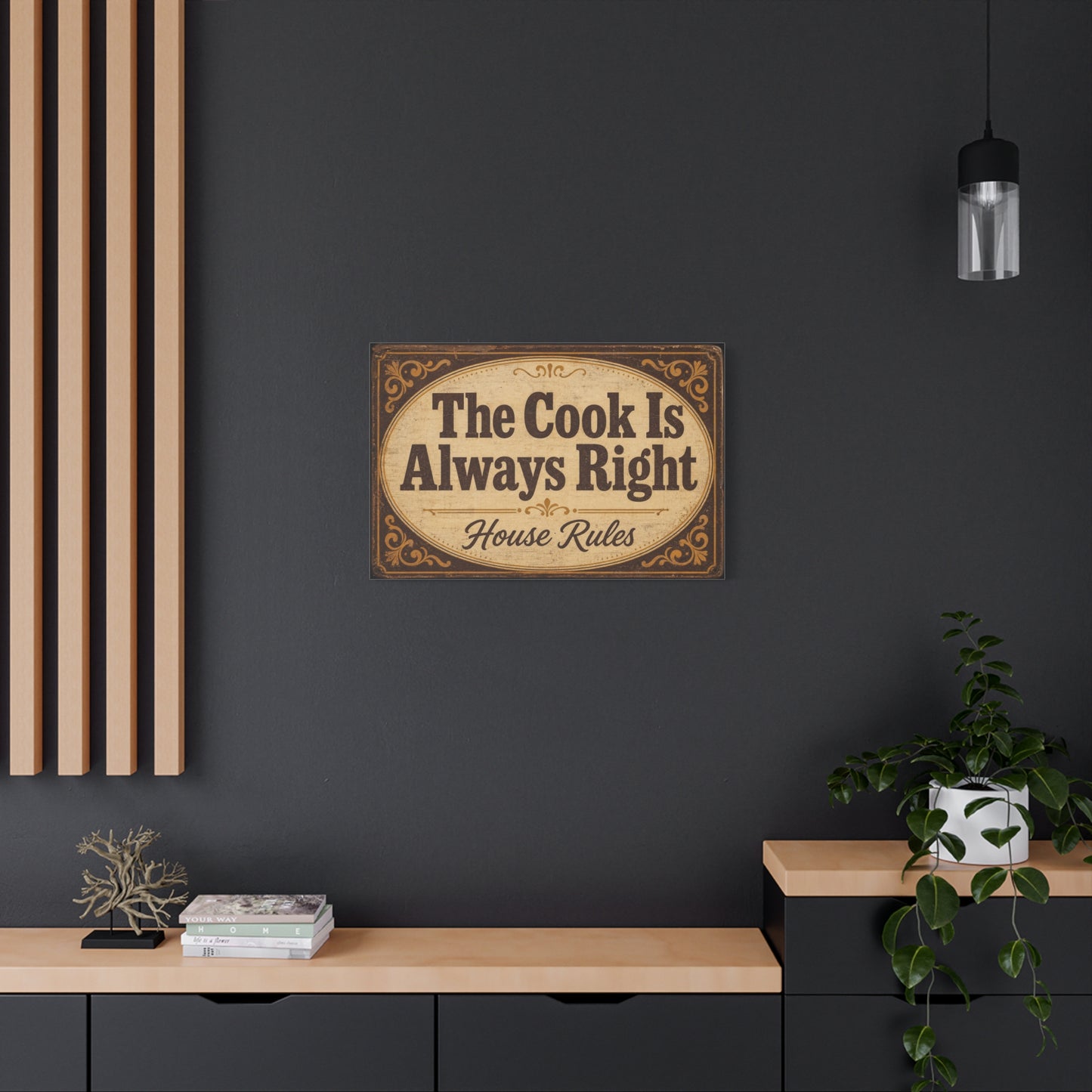 "The Cook Is Always Right" Canvas Wall Art - Vintage Kitchen Sign, House Rules Typography Print - Rustic Farmhouse Style, Dining Room Wall Decor, Kitchen Home Decoration - Bedroom Home Decoration