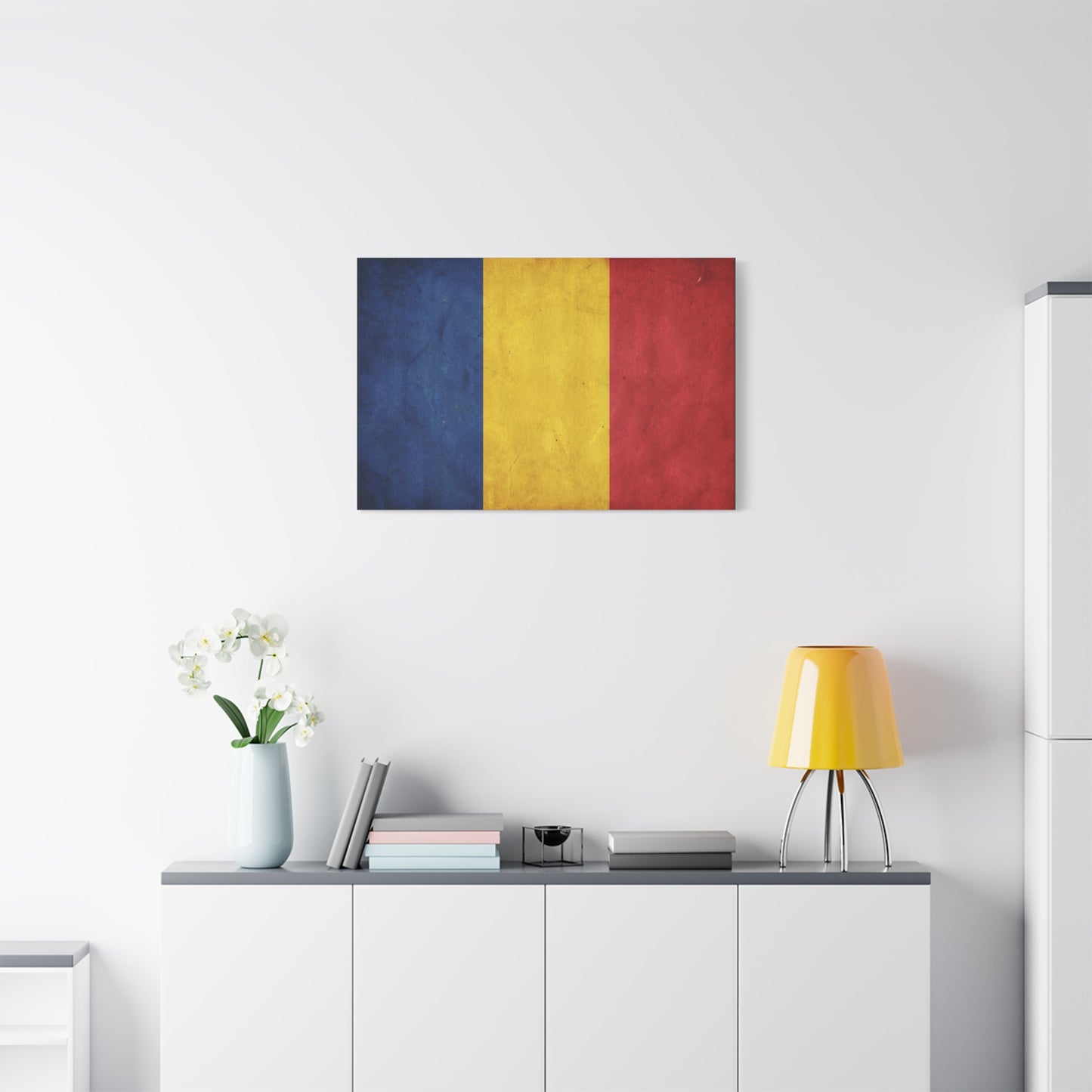 Romania Flag Canvas Wall Art - Vintage Tricolor Country Print, Rustic Patriotic Decor - Textured Cotton Canvas - Living Room Home Decoration, Office Accent - Living Room Wall Decor - Ready to Hang