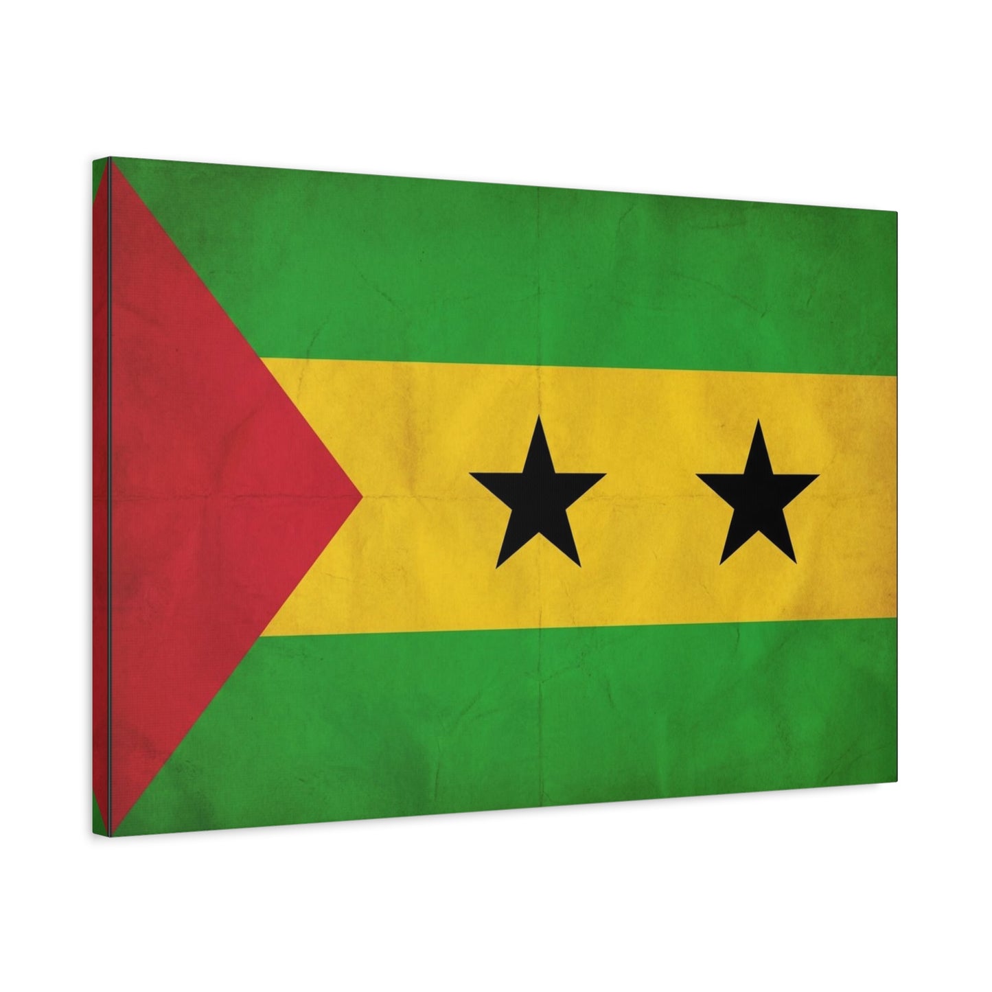 Sao Tome And Principe Flag Canvas Wall Art - National Pride Decor, Vintage Country Banner Print - Green Yellow Red Two Star Design - Living Room Wall Decor - Bedroom Home Decoration - Ready to Hang