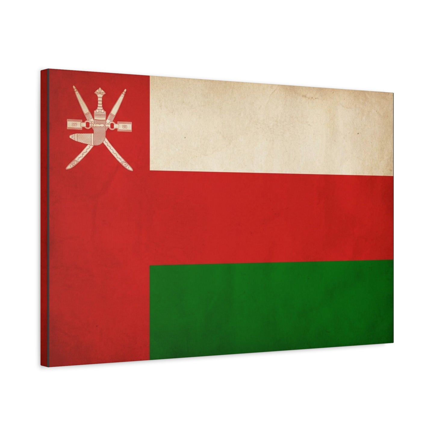 Oman Flag Canvas Wall Art - Vintage Sultanate Banner Print, Red White Green Emblem Decor - Patriotic Traditional Style - Living Room Home Decoration - Bedroom Home Decoration - Living Room Wall Decor