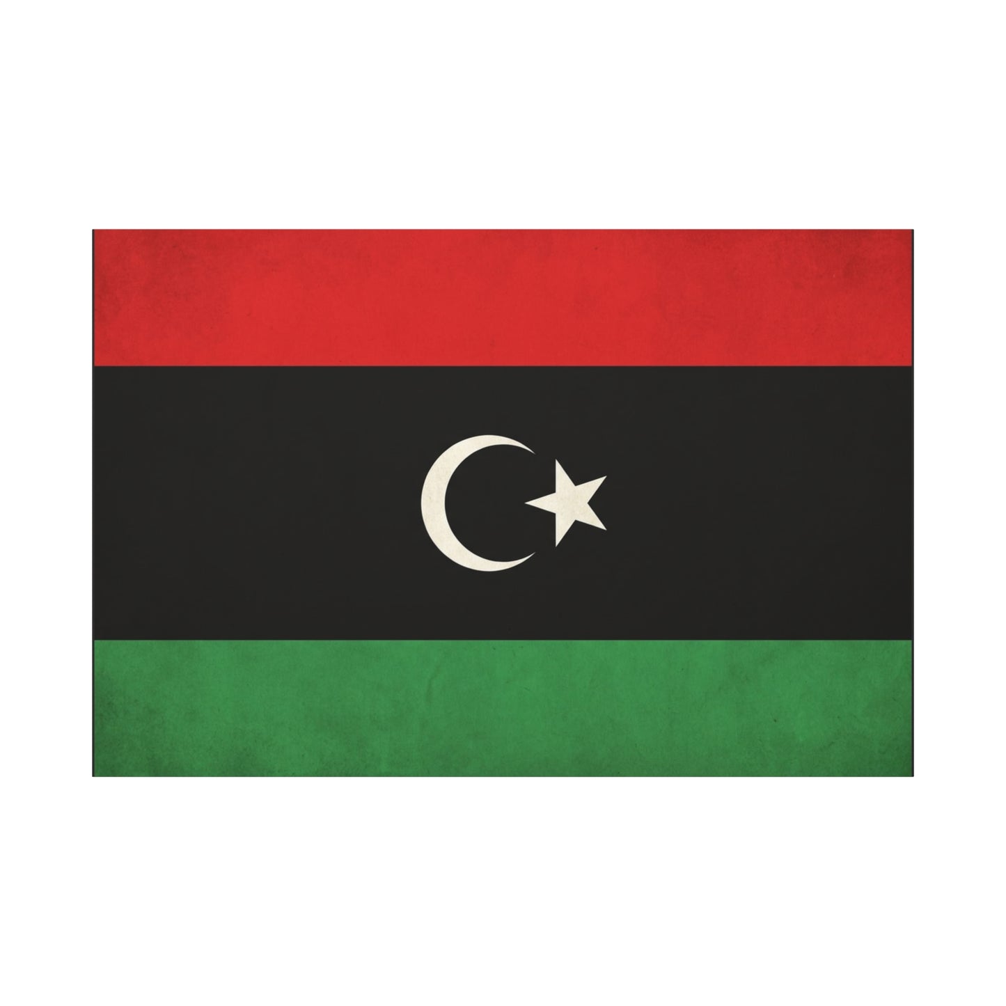 Libya Flag Canvas Wall Art - Red Black Green Crescent Star Print Picture - Vintage Patriotic Style, Matte Finish Canvas Print, Living Room Wall Decor, Bedroom Home Decoration - Bedroom Home Decoration