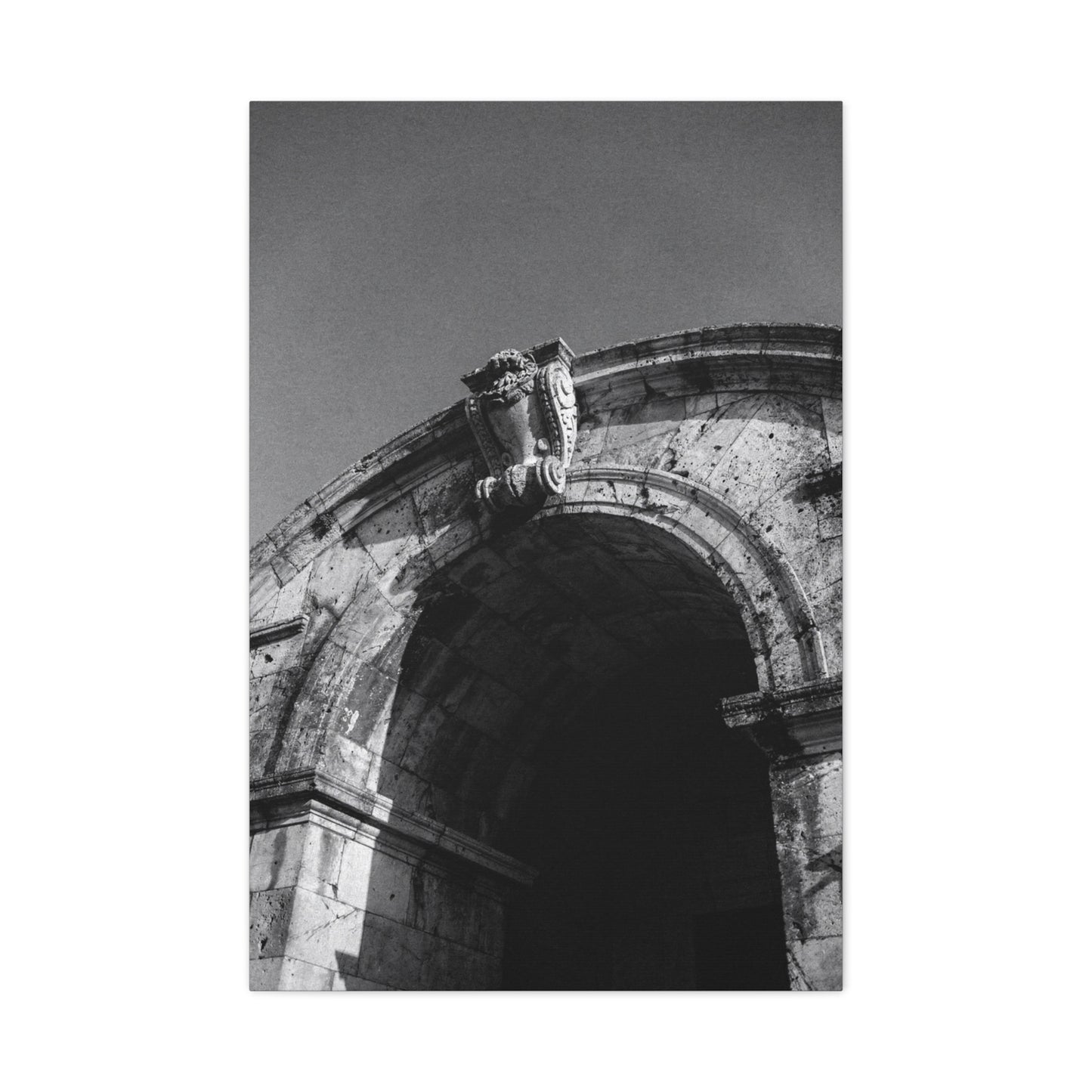Black And White Architectural Arch Canvas Wall Art - Stone Facade Art Print, Minimalist Historic Structure Decor - Contemporary Living Room Wall Decor, Bedroom Home Accent - Ready to Hang