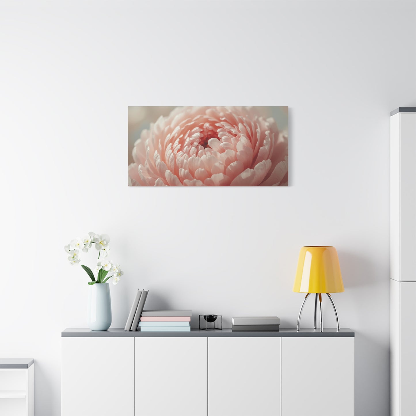 Blush Pink Peony Canvas Wall Art - Soft Floral Close Up, Botanical Home Decoration - Matte Cotton Print, Romantic Traditional Style - Bedroom Wall Decor, Living Room Accent - Bedroom Home Decoration