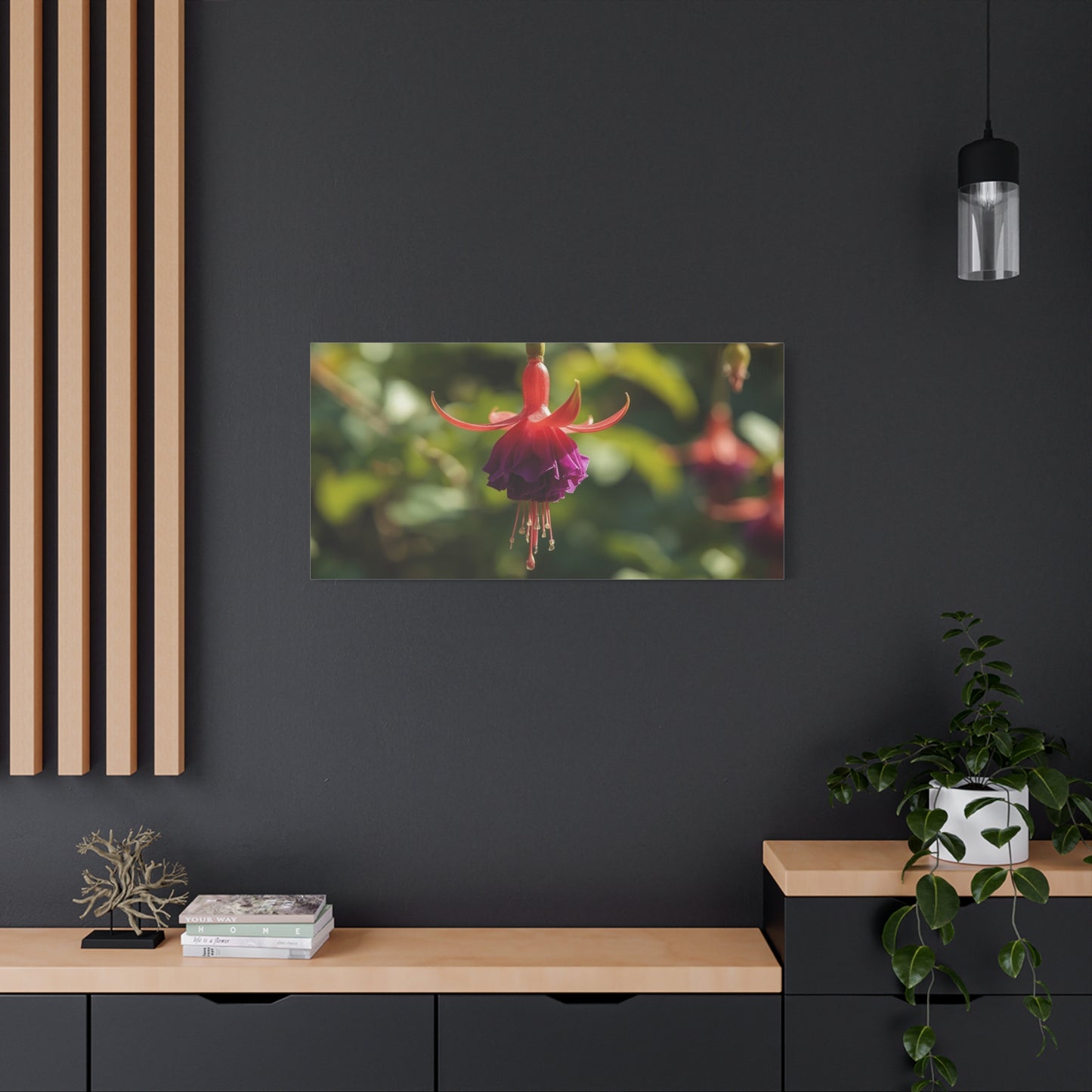 Fuchsia Flower Canvas Wall Art - Botanical Macro Art Print, Red Purple Bloom - Matte Cotton Art Print - Contemporary Nature Style - Bedroom Wall Decor, Spa Room Accent - Bedroom Home Decoration