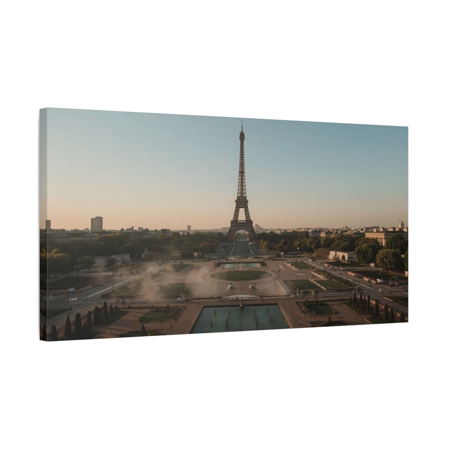 Eiffel Tower Canvas Wall Art Paris Cityscape Print - Soft Sunrise Art Print, Matte Finish Canvas Print - Contemporary Travel Wall Decor, Living Room Home Accent, Office Art - Bedroom Home Decoration
