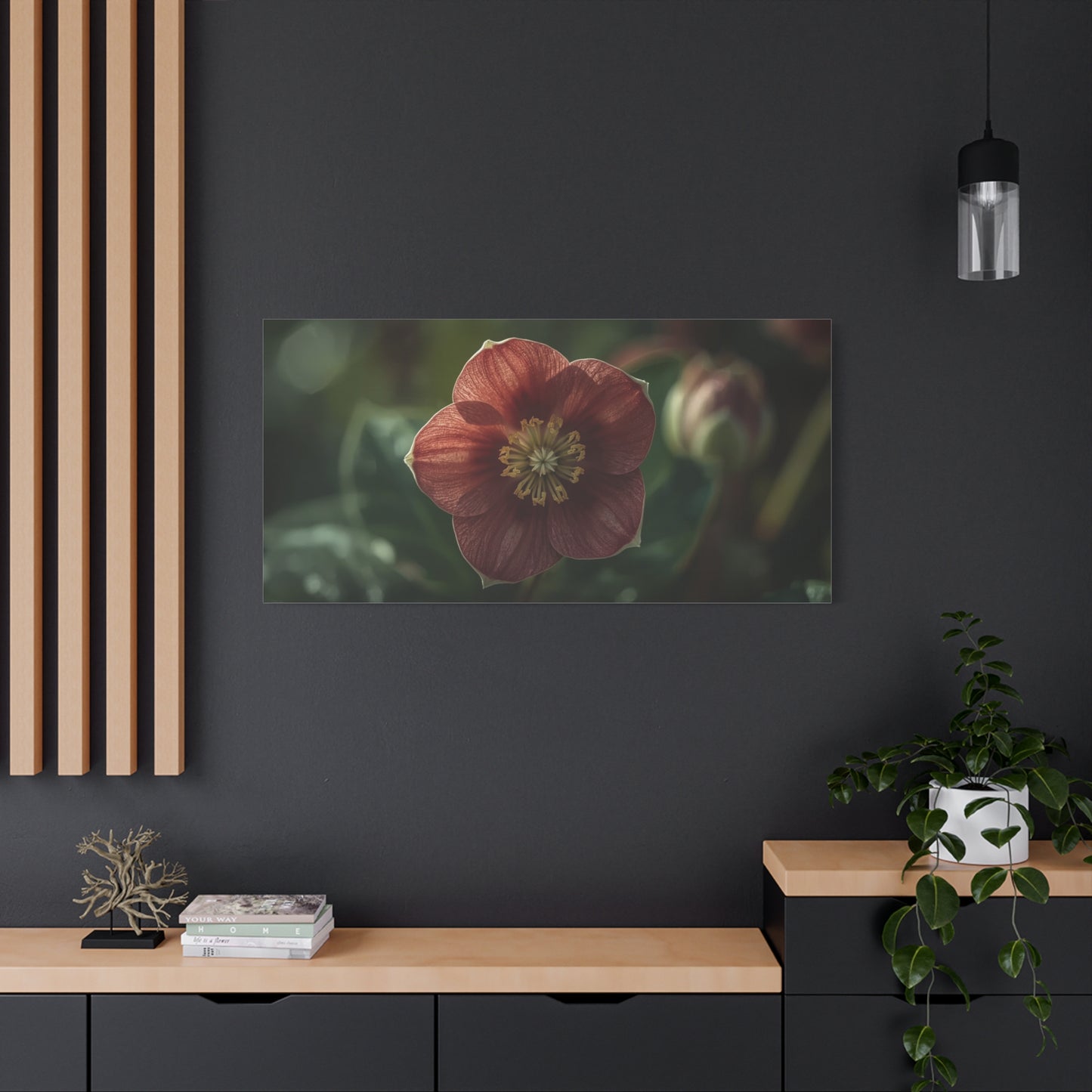 Hellebore Flower Canvas Wall Art - Botanical Floral Art Print, Moody Matte Canvas Print - Traditional Style, Bedroom Wall Decor, Living Room Home Decoration, Office Art - Bedroom Home Decoration