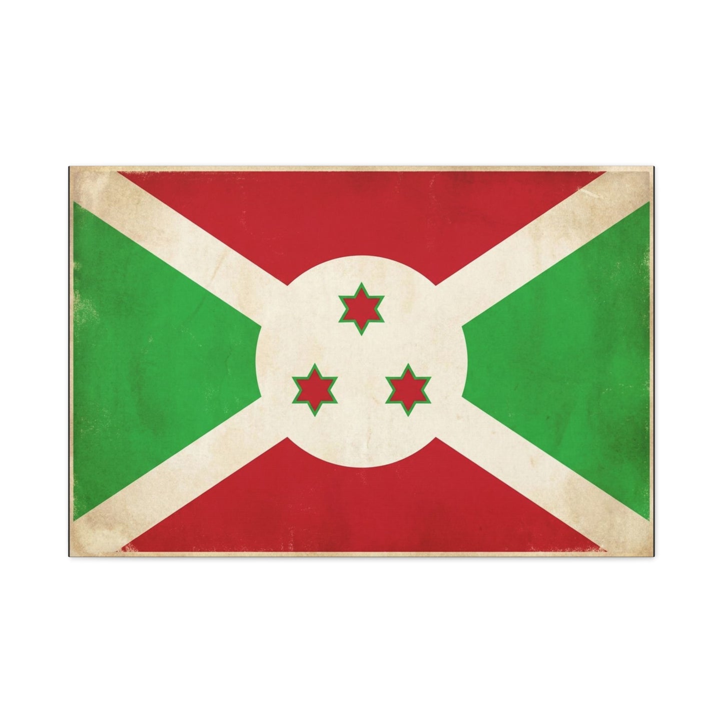 Burundi Flag Canvas Wall Art - Vintage National Banner Print, Patriotic Heritage Decor - Distressed Cotton Look, Traditional Style - Living Room Wall Decor - Modern Farmhouse Style - Ready to Hang