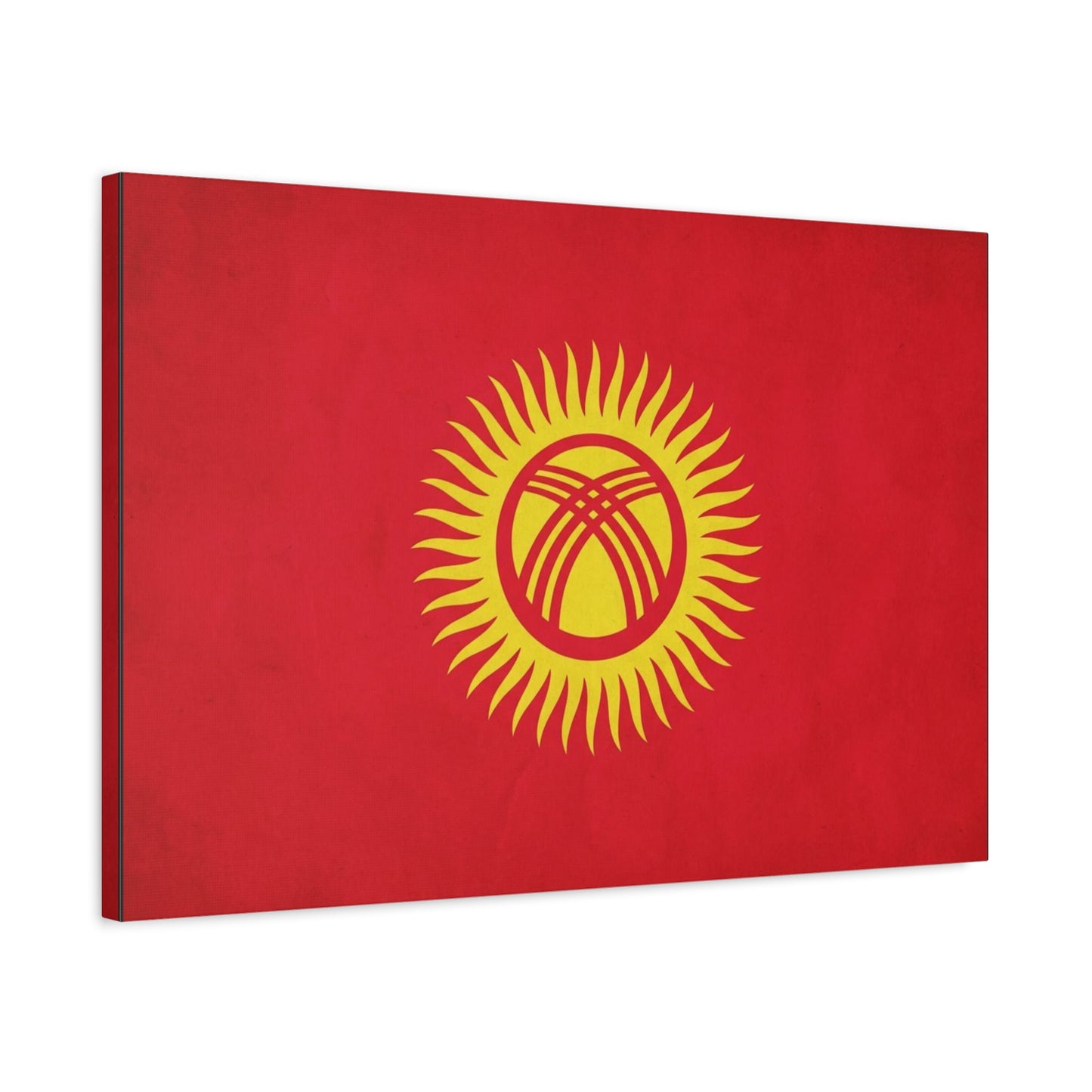 Kyrgyzstan Flag Canvas Wall Art - Red Sun Tunduk Emblem Print Picture - Minimalist Patriotic Wall Decor, Modern Home Decoration, Living Room Accent, Office Art - Bedroom Home Decoration
