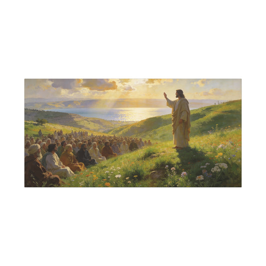 Jesus Christ Sermon On The Mount Canvas Wall Art - Religious Landscape Painting, Christian Home Decor, Matte Finish Canvas Print, Living Room Wall Decor, Bedroom Decoration - Bedroom Home Decoration