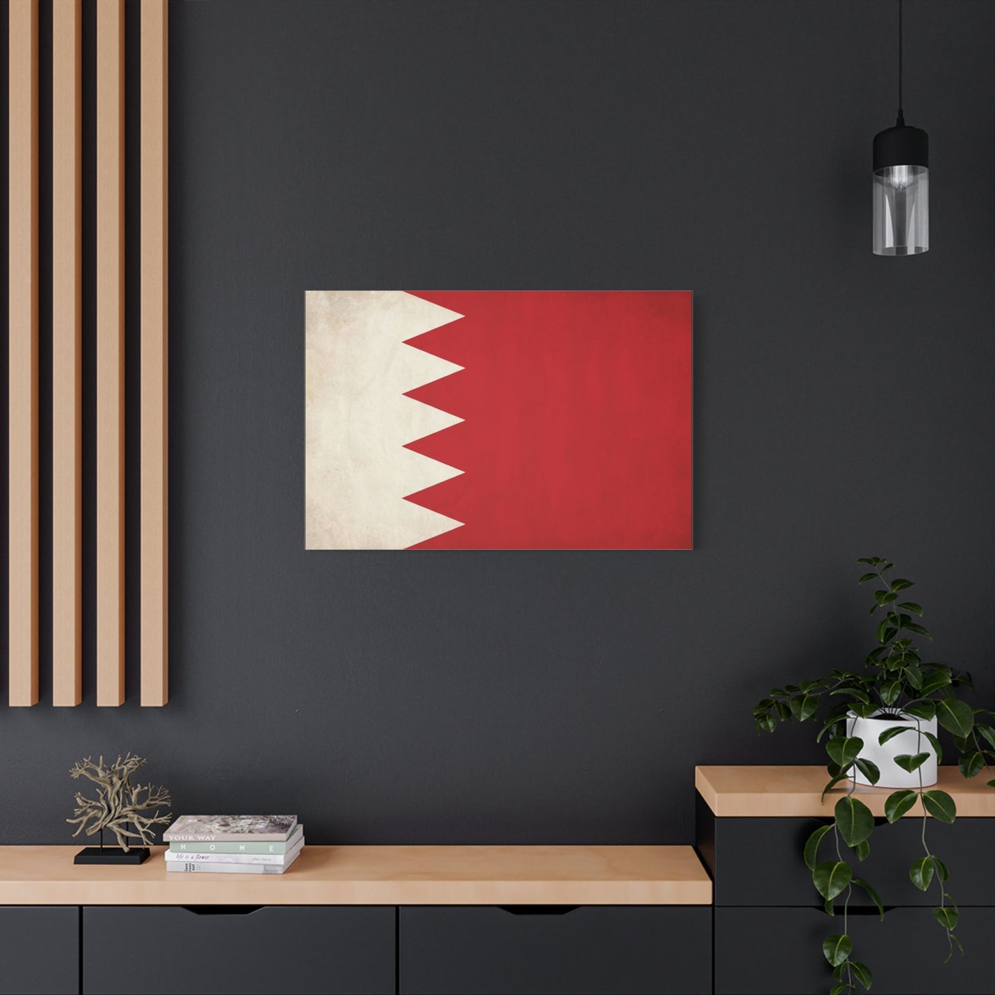Bahrain Flag Canvas Wall Art - Vintage Red And White National Print - Minimalist Patriotic Decor - Cotton Canvas Wall Hanging - Living Room Home Decoration - Modern Farmhouse Style - Ready to Hang