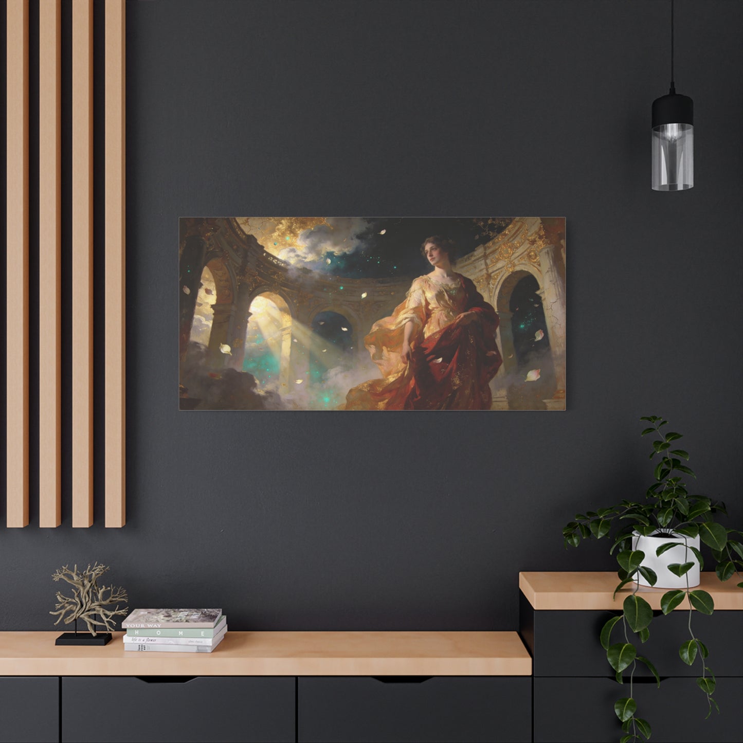 Ethereal Woman In Gilded Ruins Canvas Wall Art - Romantic Classical Painting, Golden Light, Cotton Art Print, Contemporary Style - Living Room Wall Decor, Bedroom Home Decoration - Ready to Hang