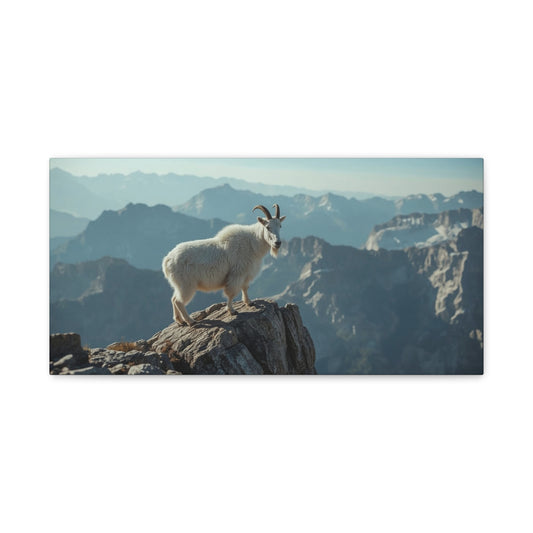 Mountain Goat Canvas Wall Art - Alpine Wildlife Landscape Print, Serene Matte Canvas, Contemporary Nature Style - Living Room Wall Decor, Bedroom Home Decoration, Office Art - Bedroom Home Decoration