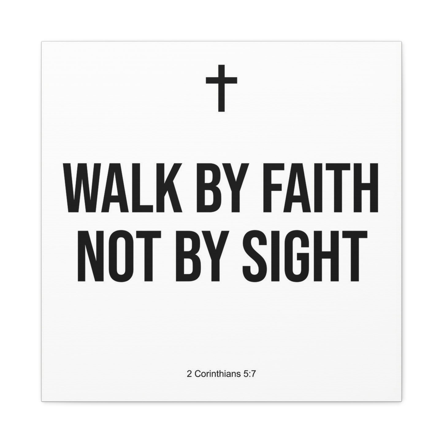 "Walk By Faith Not By Sight" Christian Canvas Wall Art - 2 Corinthians 5:7 Cross Scripture Print - Black And White Minimalist Typography Decor - Living Room Bedroom Office Home Decoration