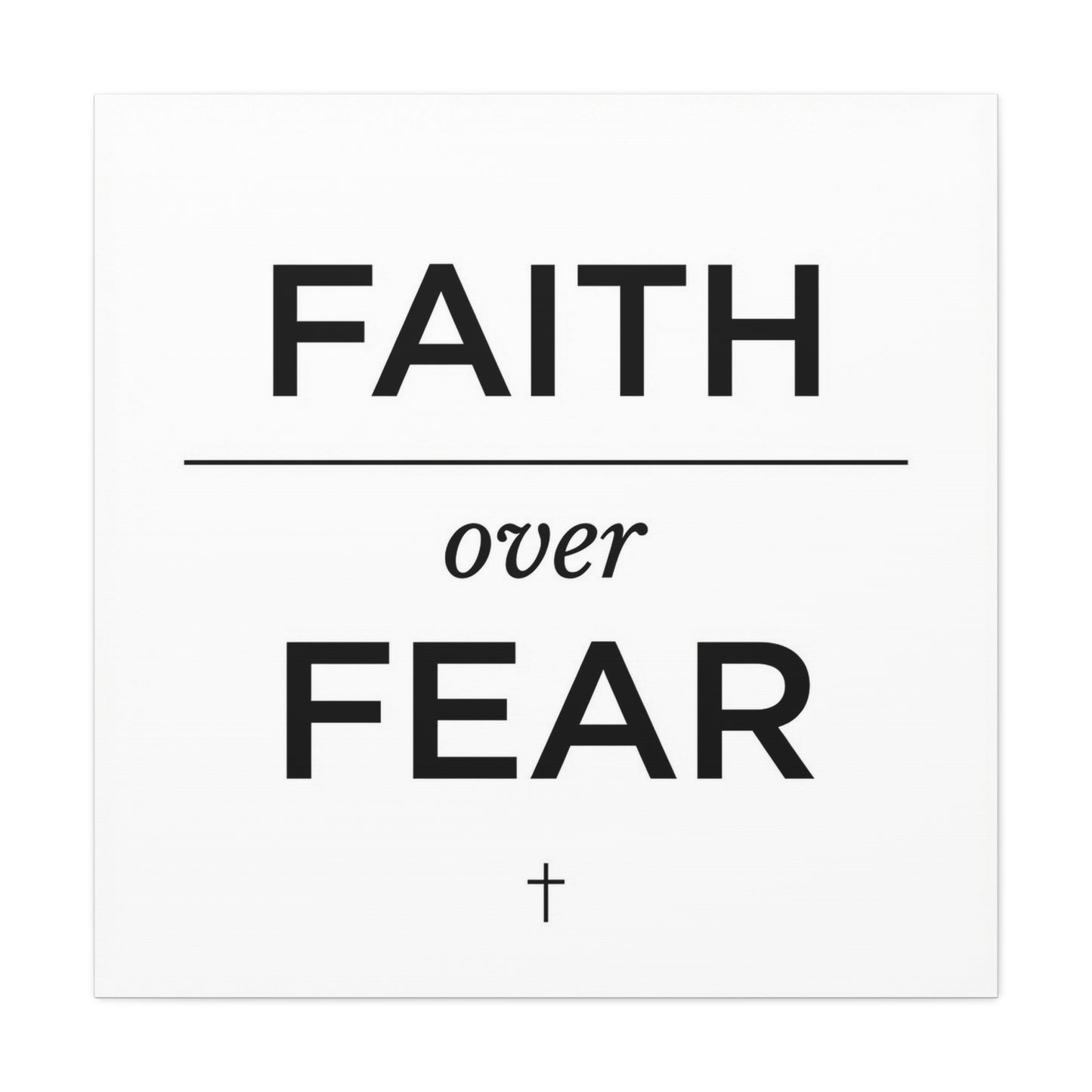 "Faith Over Fear" Christian Canvas Wall Art - Minimalist Bible Verse Cross Print, Black And White Typography Decor - Modern Farmhouse Style - Living Room Bedroom Office Wall Decor