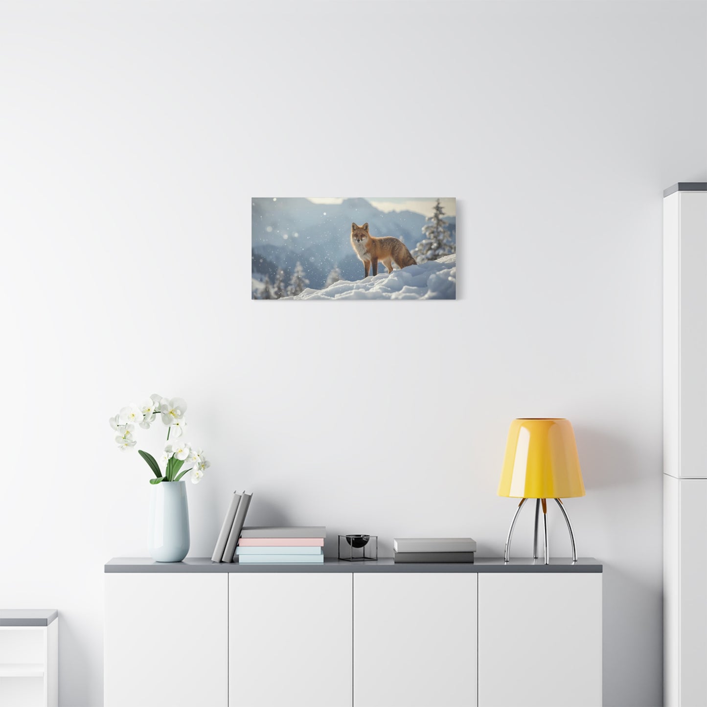 Red Fox Canvas Wall Art - Winter Wildlife Snow Landscape Print, Nature Home Decor, Matte Cotton Artwork, Rustic Contemporary Style For Living Room Bedroom Office - Living Room Wall Decor