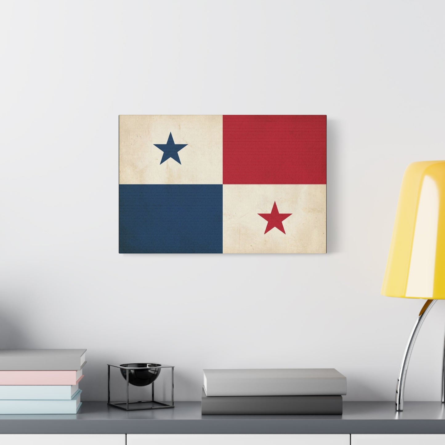 Panama Flag Canvas Wall Art - Vintage Republic Banner Print, Patriotic Red White Blue Star Design - Traditional Style Wall Decor - Living Room Home Decoration, Office Accent - Bedroom Home Decoration