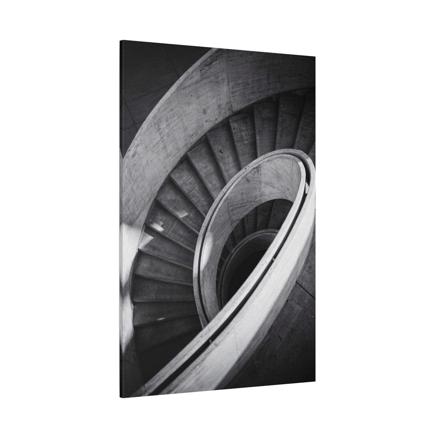 Black And White Spiral Staircase Canvas Wall Art - Architectural Art Print, Minimalist Modern Decor - Matte Cotton Canvas - Living Room Wall Decor, Home Office Accent - Bedroom Home Decoration