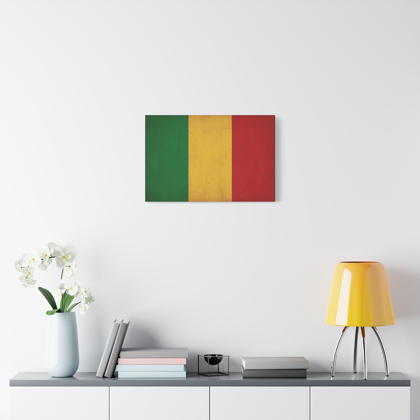 Mali Flag Canvas Wall Art - Green Yellow Red Tricolor National Flag Print - Vintage Textured Cotton Look - Pan African Style, Living Room Wall Decor, Bedroom Home Decoration - Bedroom Home Decoration