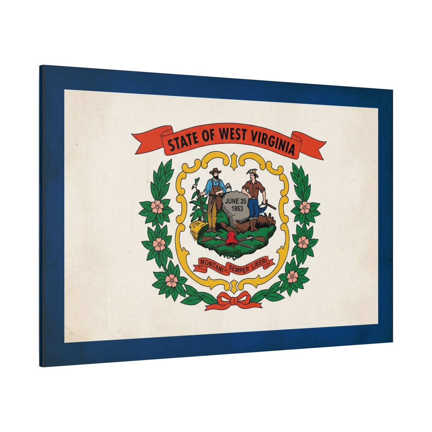 "State Of West Virginia" Flag Canvas Wall Art - Vintage State Seal Print, June 20 1863, Montani Semper Liberi - Patriotic Heritage Decor - Living Room Home Decoration - Office Wall Art - Ready to Hang