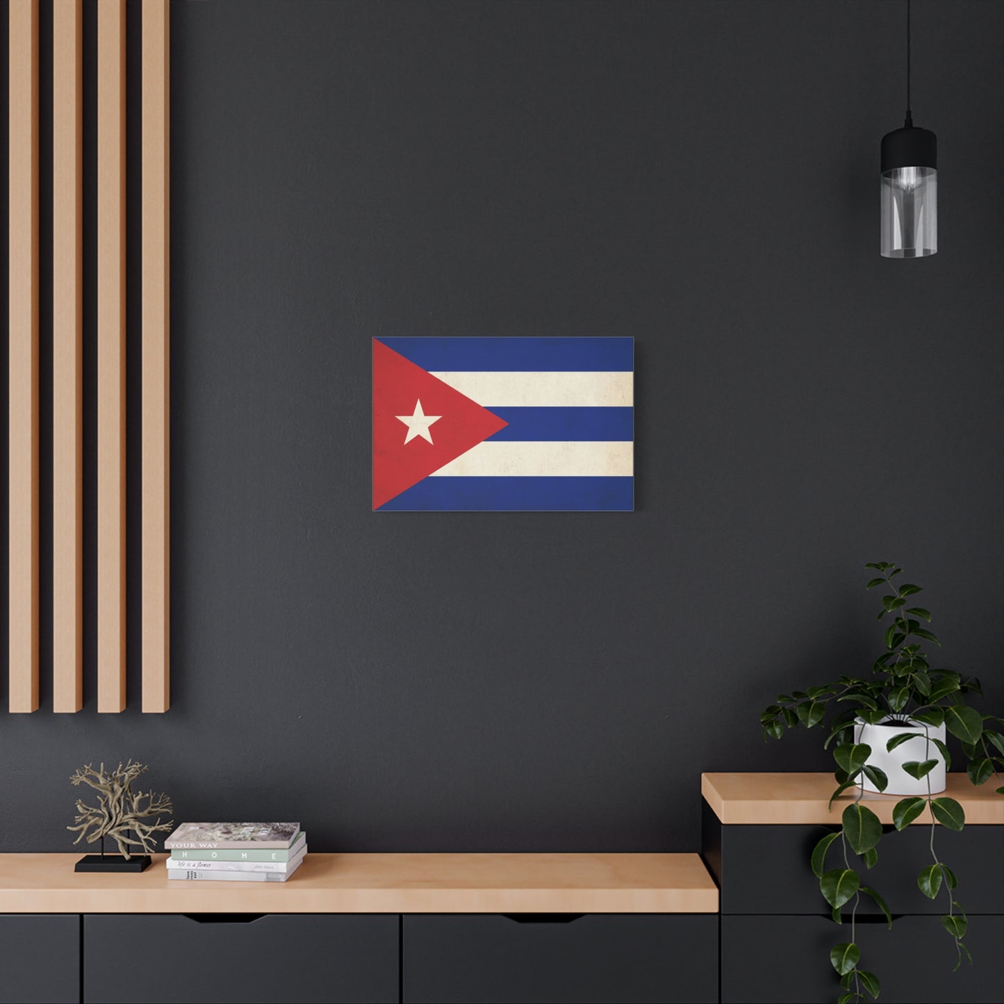 Cuban Flag Canvas Wall Art - Vintage Cuba Flag Print, Patriotic Heritage Decor - Distressed Cotton Canvas - Traditional Style For Living Room, Office Wall Decor - Bedroom Home Decoration