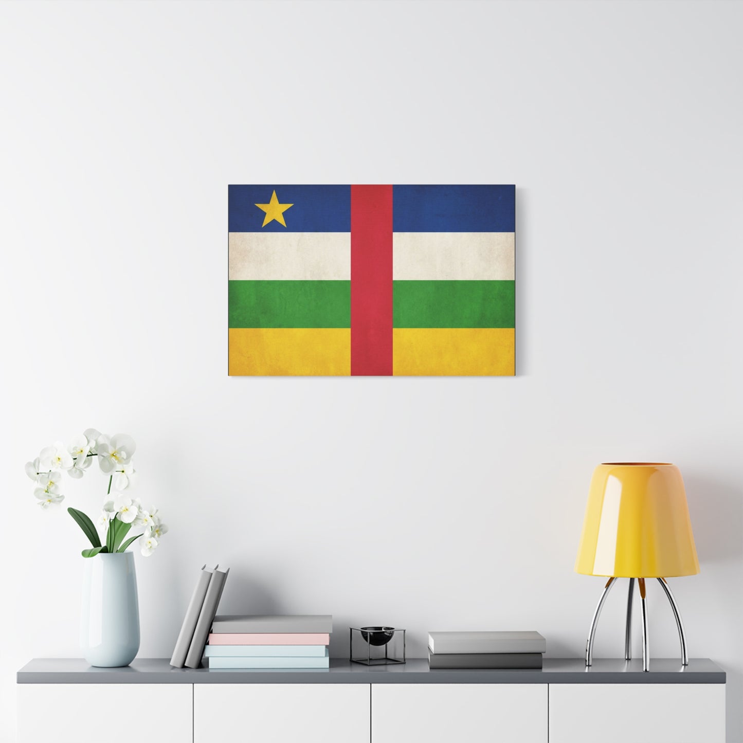 Central African Republic Flag Canvas Wall Art - Vintage National Pride Decor, Patriotic Color Block Print - Traditional Style - Living Room Wall Decor, Bedroom Home Decoration - Modern Farmhouse Style