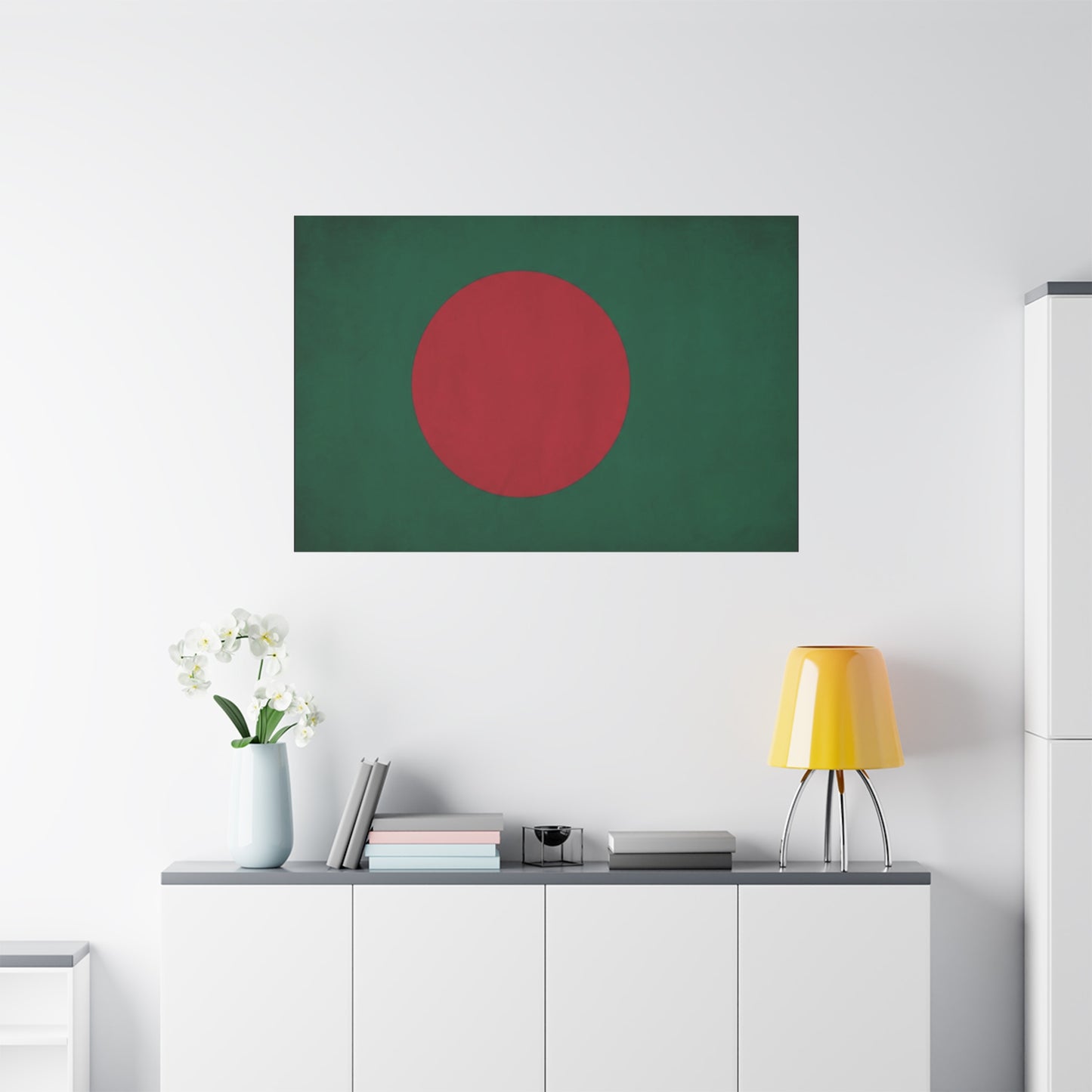 Bangladesh Flag Canvas Wall Art - Red Circle On Green National Flag Print - Minimalist Patriotic Decor - Living Room Wall Decor, Bedroom Home Decoration, Office Art - Bedroom Home Decoration