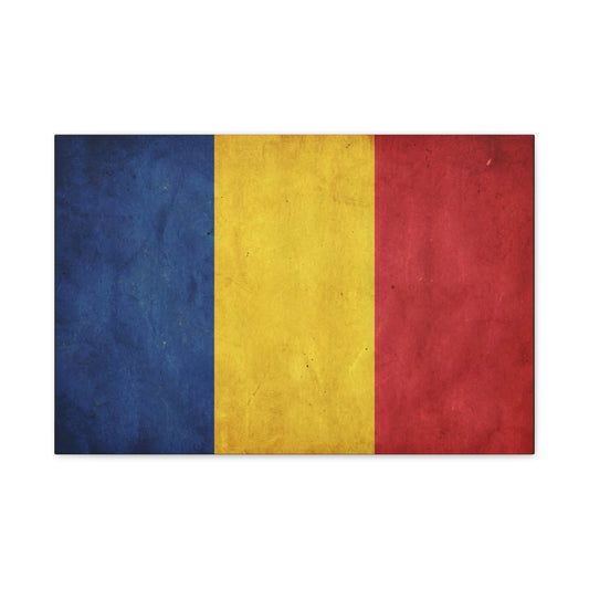 Romania Flag Canvas Wall Art - Vintage Tricolor Country Print, Rustic Patriotic Decor - Textured Cotton Canvas - Living Room Home Decoration, Office Accent - Living Room Wall Decor - Ready to Hang
