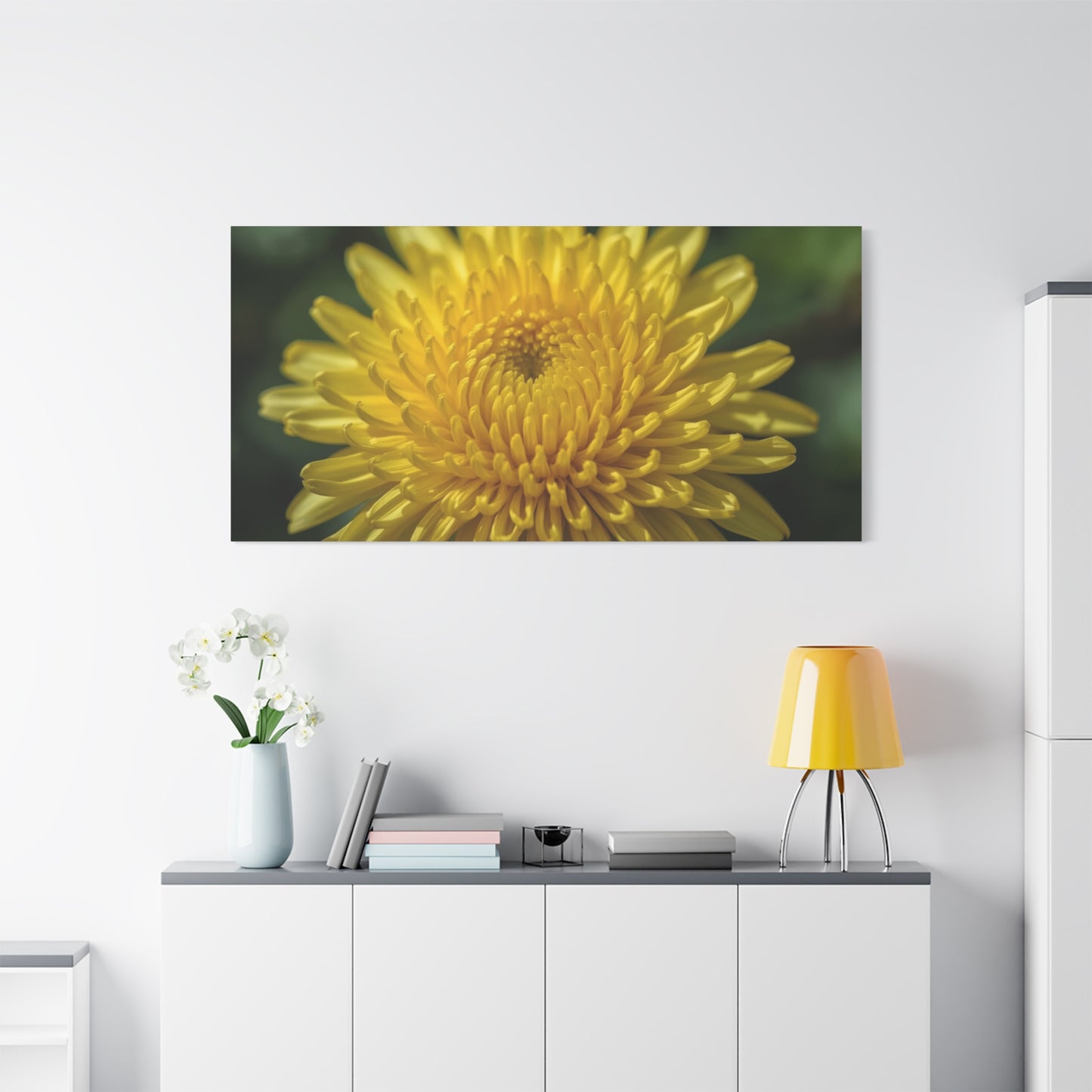 Yellow Chrysanthemum Canvas Wall Art - Floral Macro Art Print, Botanical Canvas Print - Modern Matte Decor, Bedroom Wall Accent, Living Room Home Decoration Office Art - Bedroom Home Decoration