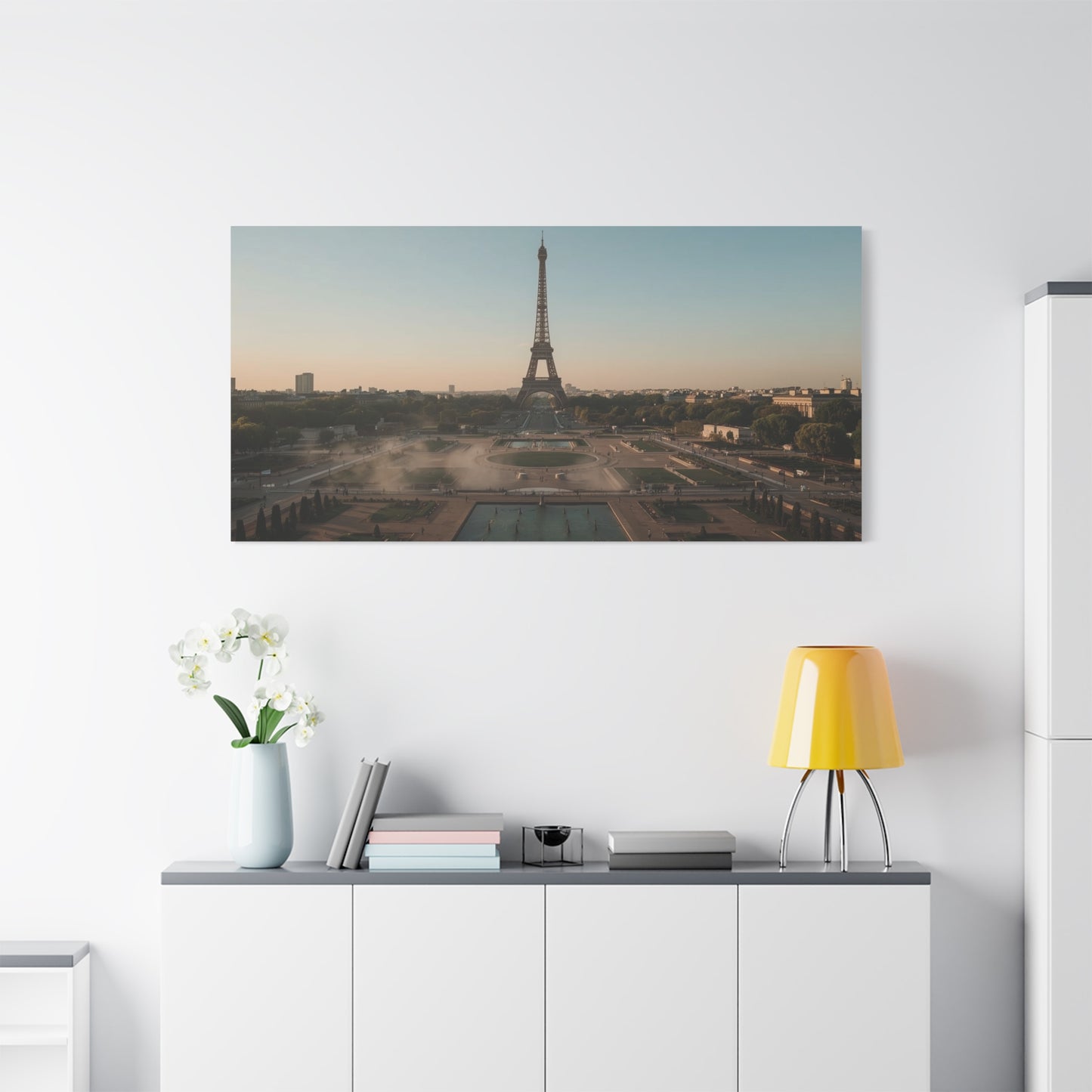 Eiffel Tower Canvas Wall Art Paris Cityscape Print - Soft Sunrise Art Print, Matte Finish Canvas Print - Contemporary Travel Wall Decor, Living Room Home Accent, Office Art - Bedroom Home Decoration