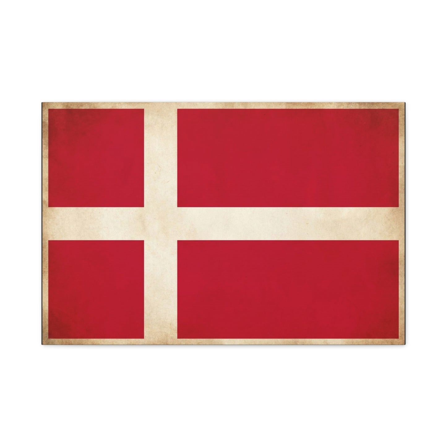 Denmark Flag Canvas Wall Art - Danish Flag Print, Vintage Nordic Decor - Minimalist Red And White Artwork - Living Room Wall Decor, Office Accent - Bedroom Home Decoration - Bedroom Home Decoration