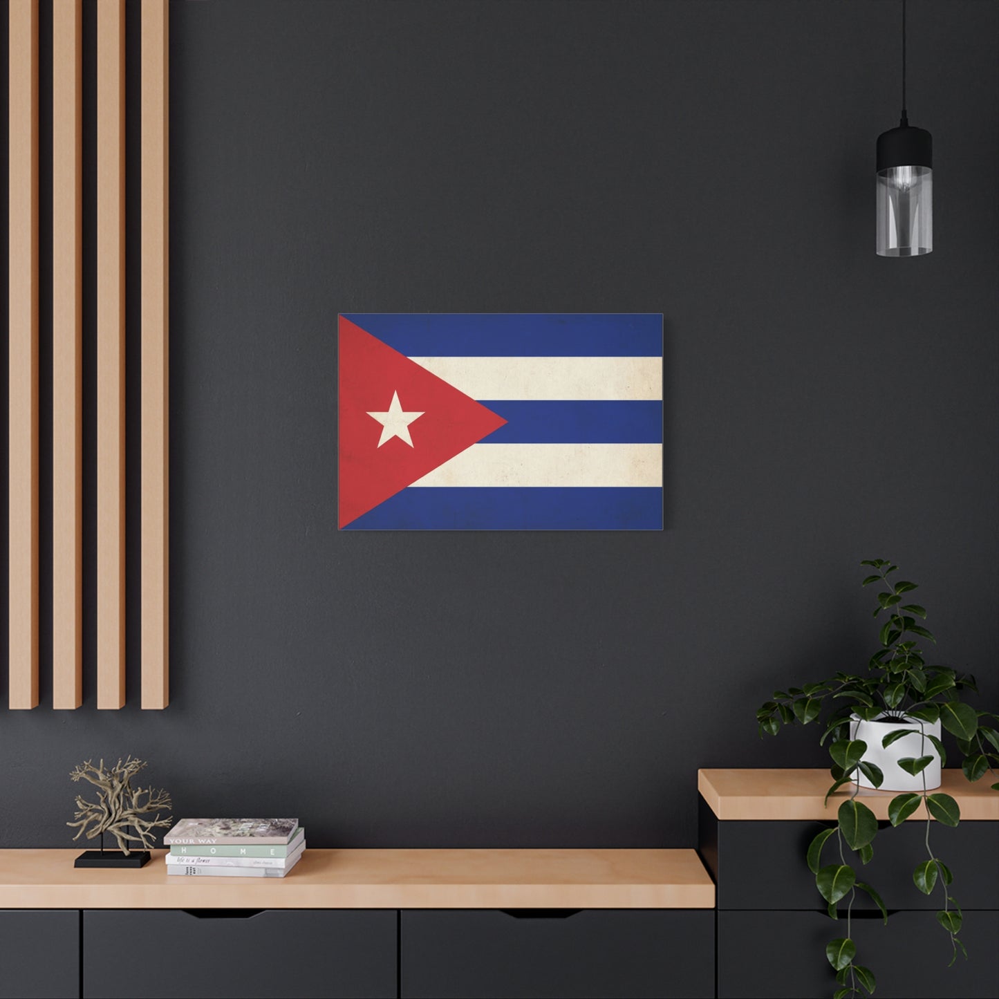 Cuban Flag Canvas Wall Art - Vintage Cuba Flag Print, Patriotic Heritage Decor - Distressed Cotton Canvas - Traditional Style For Living Room, Office Wall Decor - Bedroom Home Decoration