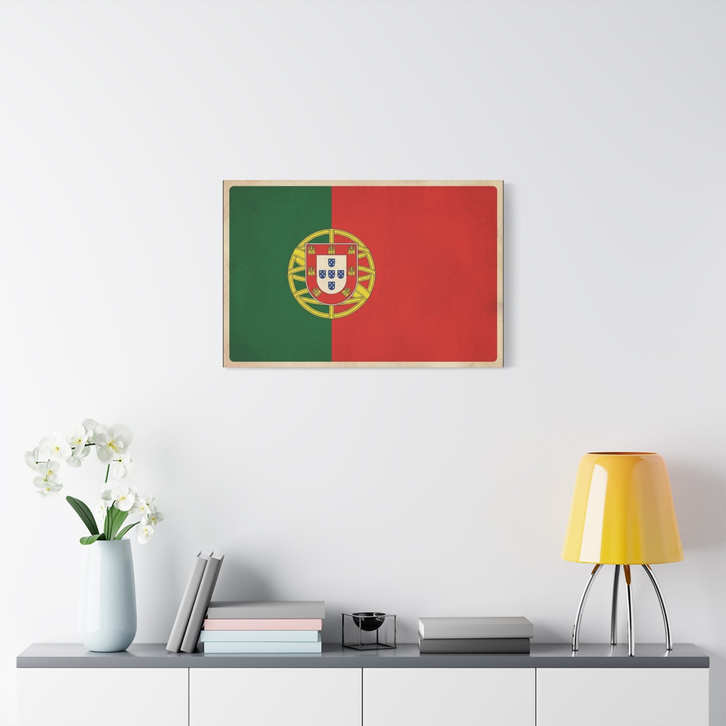 Portugal Flag Canvas Wall Art - Vintage Portuguese Flag Print, Heritage Decor - Matte Cotton Artwork - Traditional Style, Living Room Decoration - Living Room Wall Decor - Bedroom Home Decoration