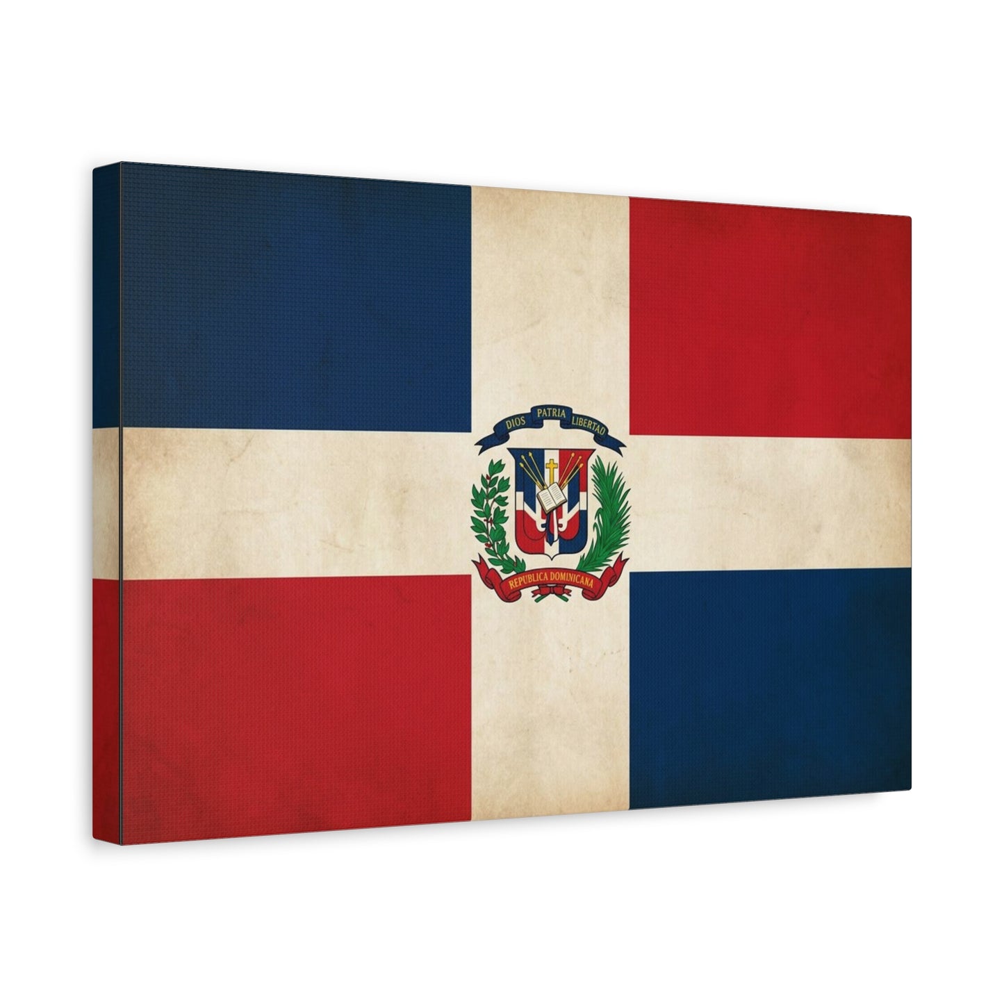 Dominican Republic Flag Canvas Wall Art - Dios Patria Libertad, Republica Dominicana - Vintage Patriotic Print - Heritage Decor For Living Room, Office, Dorm Wall Display - Bedroom Home Decoration
