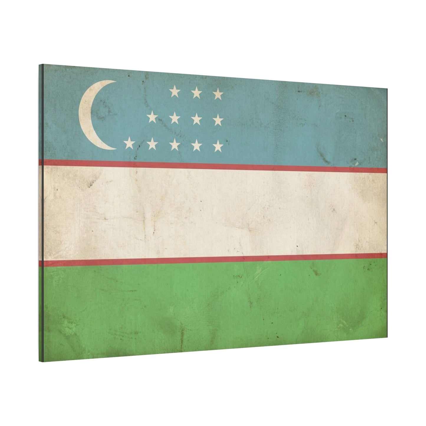 Uzbekistan Flag Canvas Wall Art - Vintage Uzbek Flag Print, Distressed Patriotic Decor - Cotton Canvas Look - Traditional Style - Living Room Wall Decor - Bedroom Home Decoration - Ready to Hang