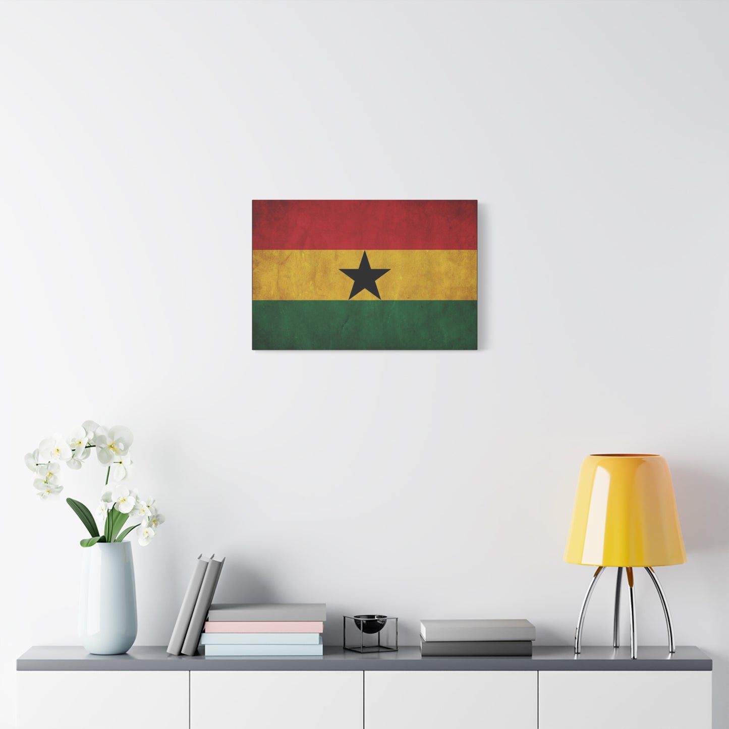 Ghana Flag Canvas Wall Art - Vintage Black Star Republic Print, Pan African Home Decor, Cultural Heritage Artwork, Bold Patriotic Style, Living Room Decoration - Office Wall Art - Ready to Hang