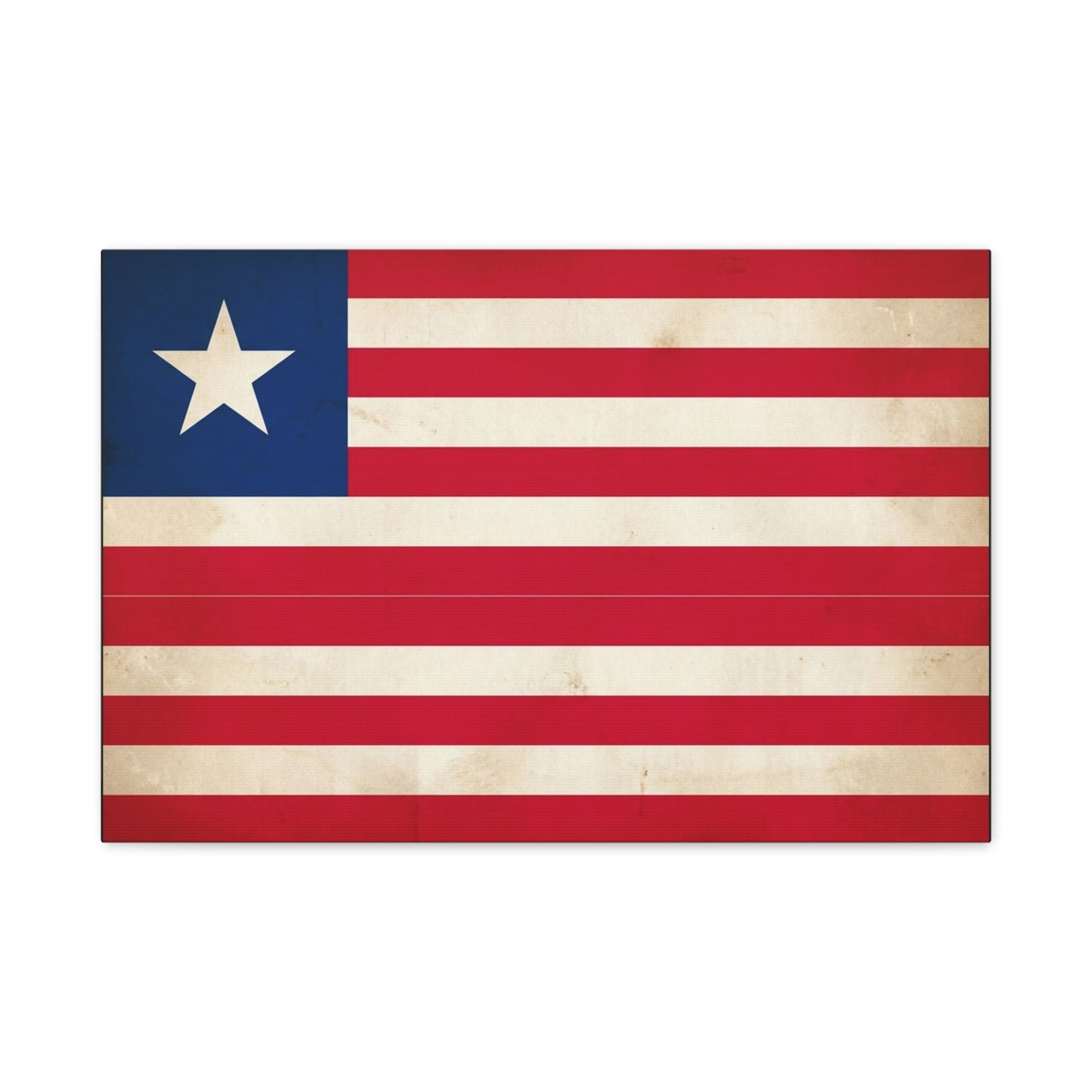 Liberia Flag Canvas Wall Art - Vintage Patriotic Print, Distressed Red White Blue Banner - Matte Cotton Artwork - Living Room Wall Decor, Office Art, Study Room Accent Style - Bedroom Home Decoration