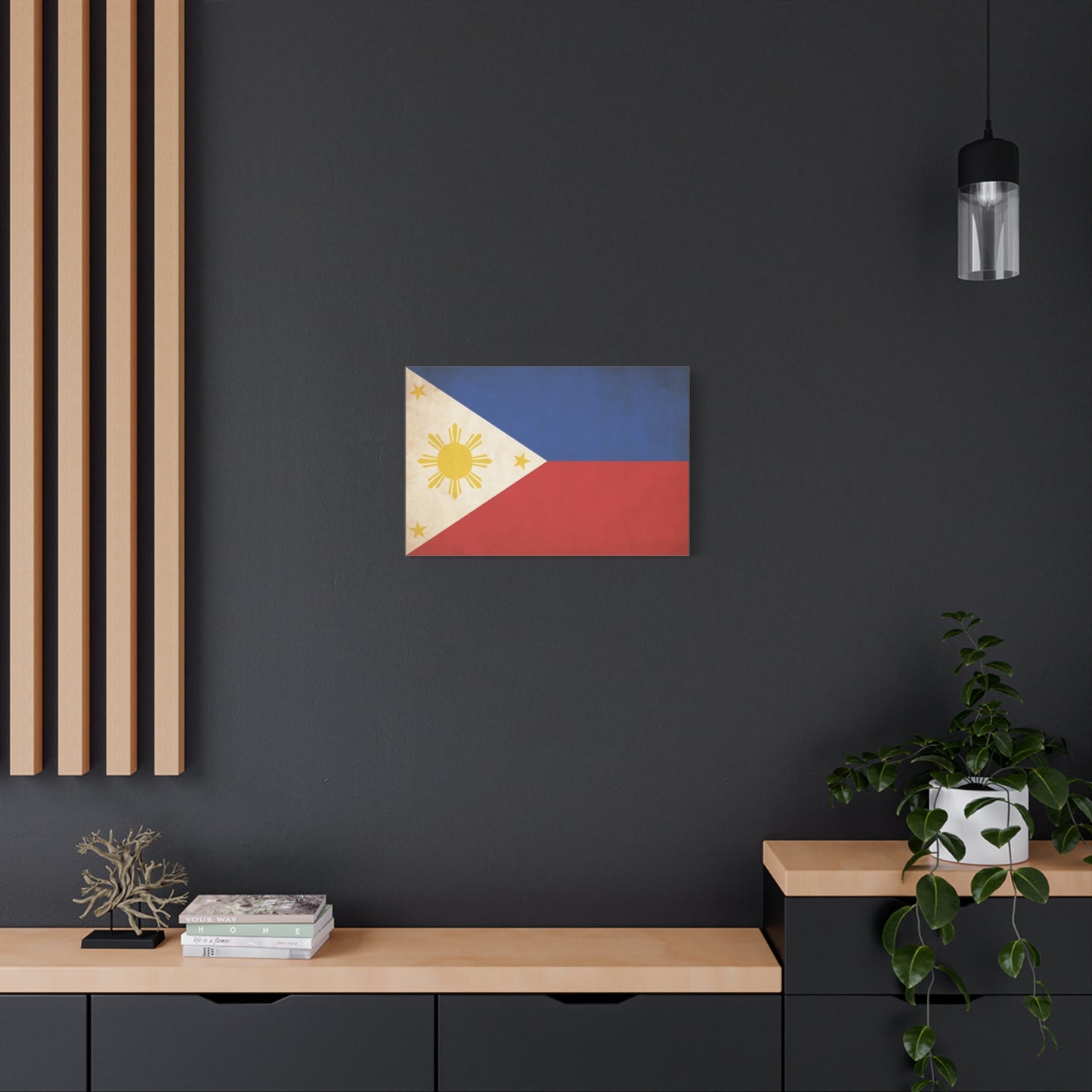 Philippines Flag Canvas Wall Art - Vintage Filipino Pride Decor, Sun And Three Stars Print - Traditional Patriotic Style - Living Room Wall Decor, Bedroom Home Decoration - Bedroom Home Decoration