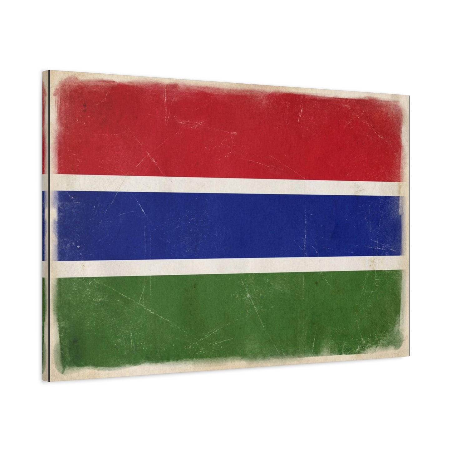 Gambia Flag Canvas Wall Art - Vintage Distressed National Banner Print - Red Blue Green Stripe Design, Patriotic Decor, Cultural Home Decoration For Living Room Bedroom Office - Living Room Wall Decor