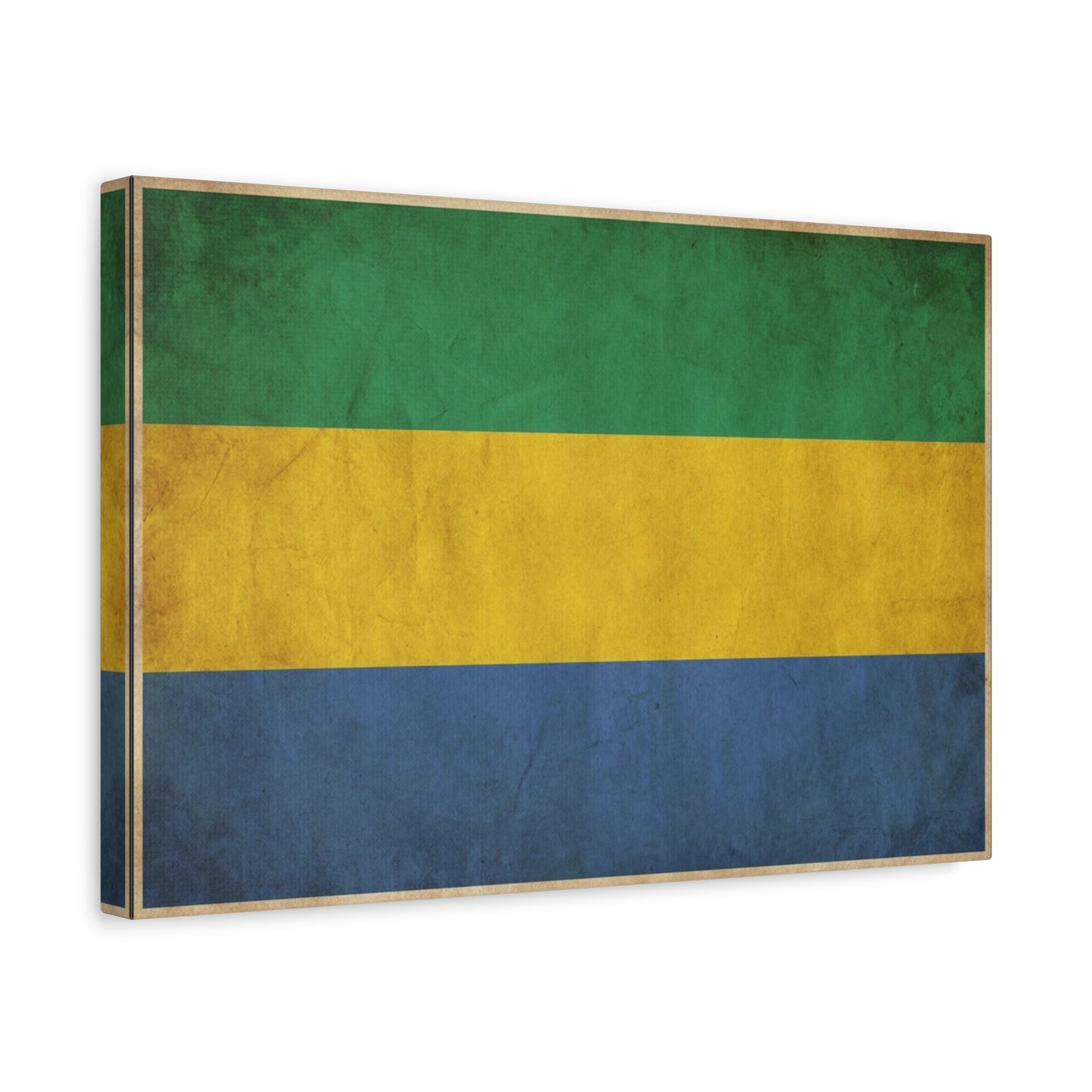 Gabon Flag Canvas Wall Art - Vintage Green Yellow Blue Country Print - Rustic Textured National Pride Decor - Living Room Wall Decor, Bedroom Home Decoration, Dorm Accent - Bedroom Home Decoration