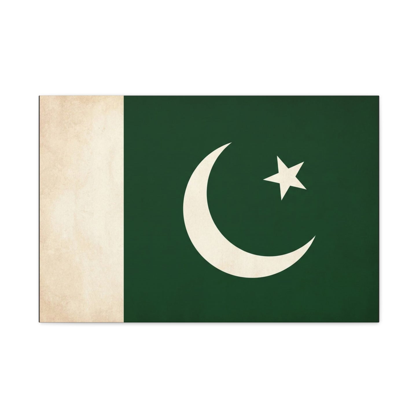 Pakistan Flag Canvas Wall Art - Crescent Moon Star Green White National Decor - Vintage Style Matte Print - Living Room Wall Decor, Bedroom Home Decoration - Bedroom Home Decoration - Ready to Hang