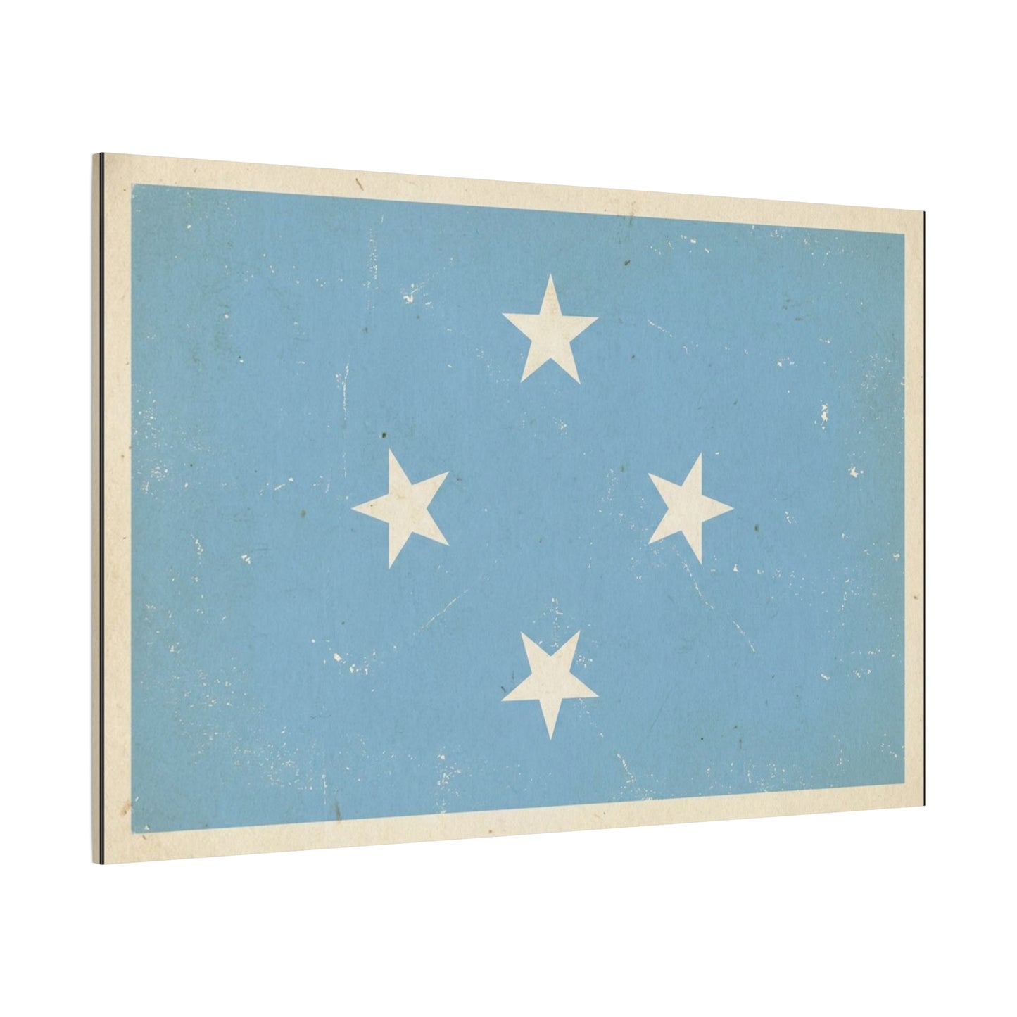 Micronesia Flag Canvas Wall Art - Vintage Blue Four White Stars Print - Distressed Patriotic Island Decor - Coastal Style Living Room Wall Decor, Bedroom Home Decoration - Bedroom Home Decoration