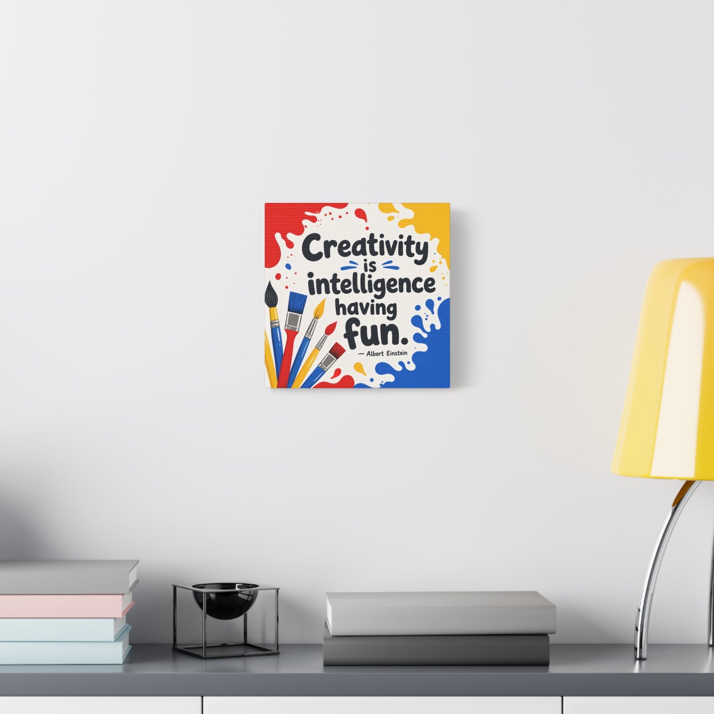 "Creativity Is Intelligence Having Fun." Albert Einstein Canvas Wall Art - Colorful Quote Print, Classroom Decor, Teacher Office Wall Hanging, Kids Playroom Home Decoration - Bedroom Home Decoration