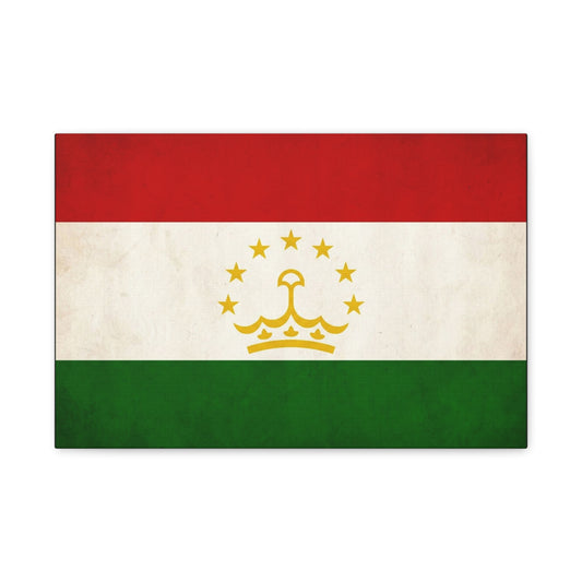 Tajikistan Flag Canvas Wall Art - Vintage Country Flag Print, Red White Green Banner With Crown And Stars - Patriotic Decor - Living Room Wall Decor, Bedroom Home Decoration - Bedroom Home Decoration