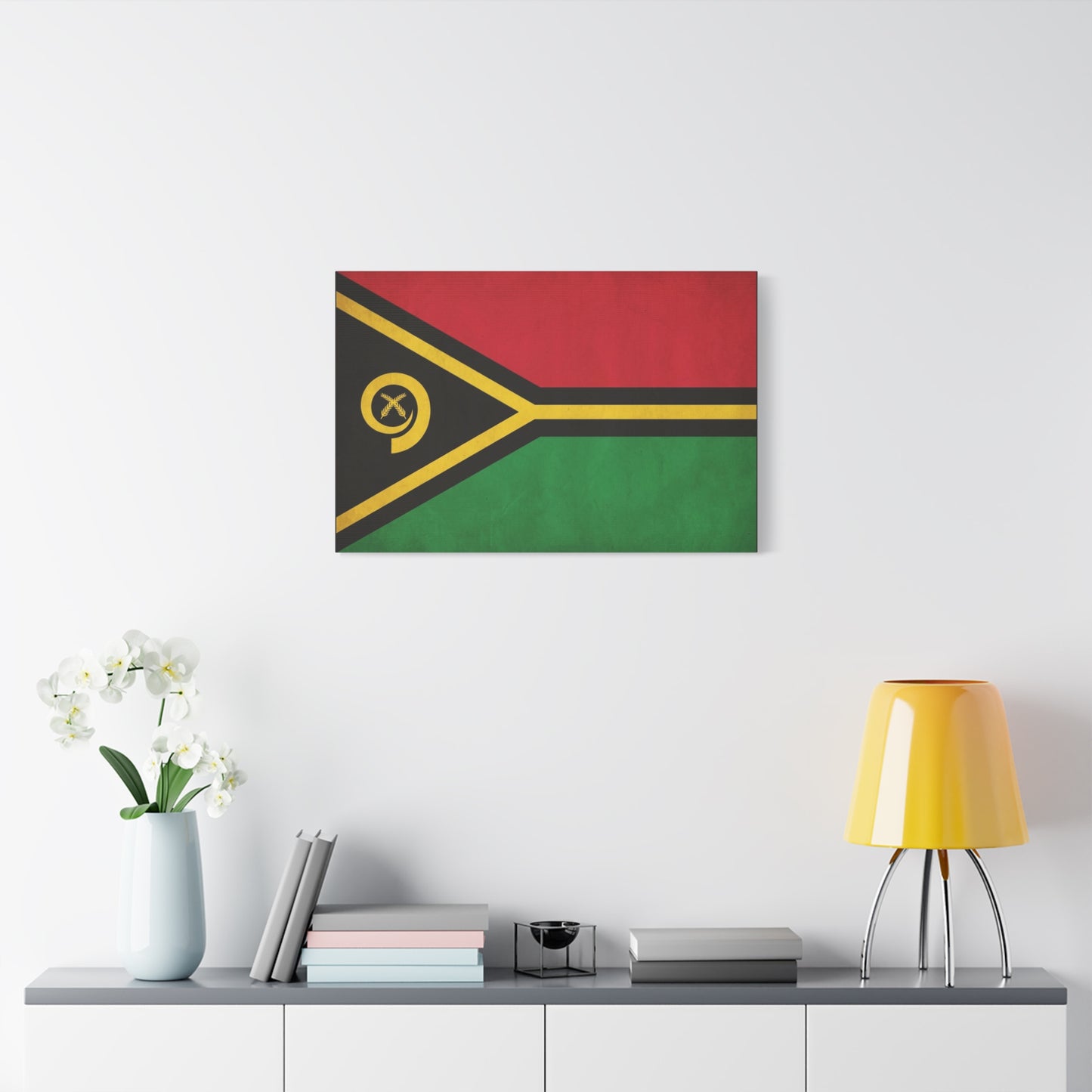 Vanuatu Flag Canvas Wall Art - Red Black Green Yellow National Pride Print - Vintage Country Decor, Heritage Artwork, Living Room Wall Decor, Office Accent - Bedroom Home Decoration - Ready to Hang