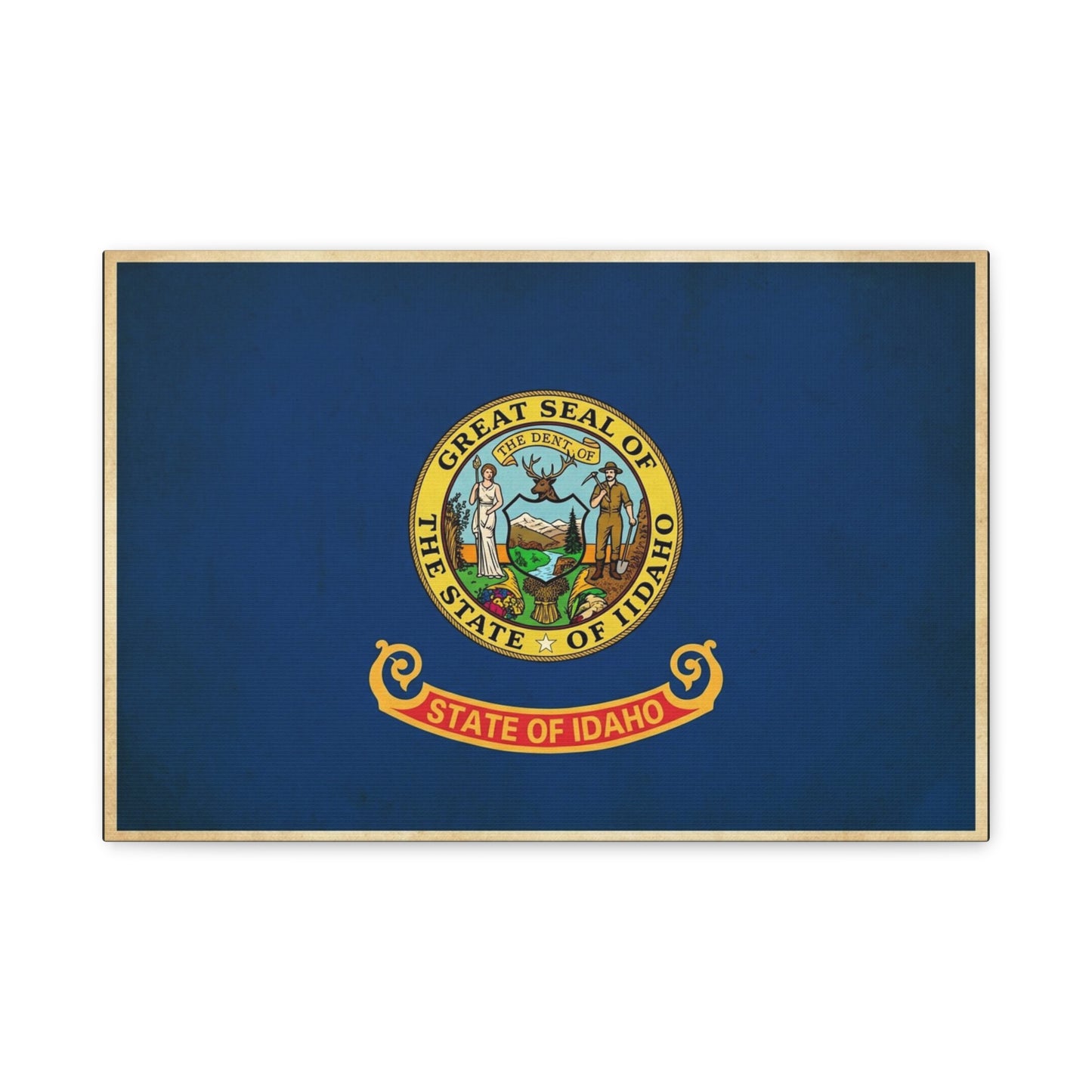 "Great Seal Of The State Of Idaho" Idaho Flag Canvas Wall Art - Blue State Pride Decor, Vintage Government Emblem Print - Traditional Patriotic Style - Living Room Office Wall Decor - Ready to Hang