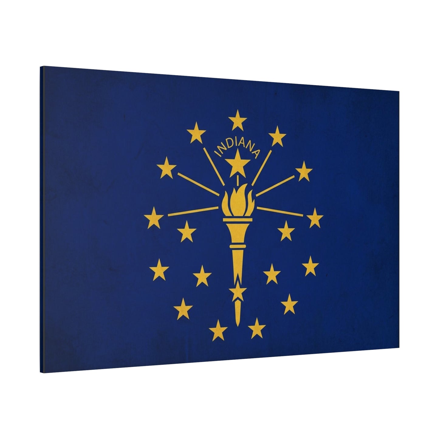 Indiana State Flag Canvas Wall Art - Blue Gold Torch Stars Print, Patriotic Decor - Matte Cotton Artwork - Living Room Wall Decor, Office Art, Dorm Decoration Accent - Bedroom Home Decoration