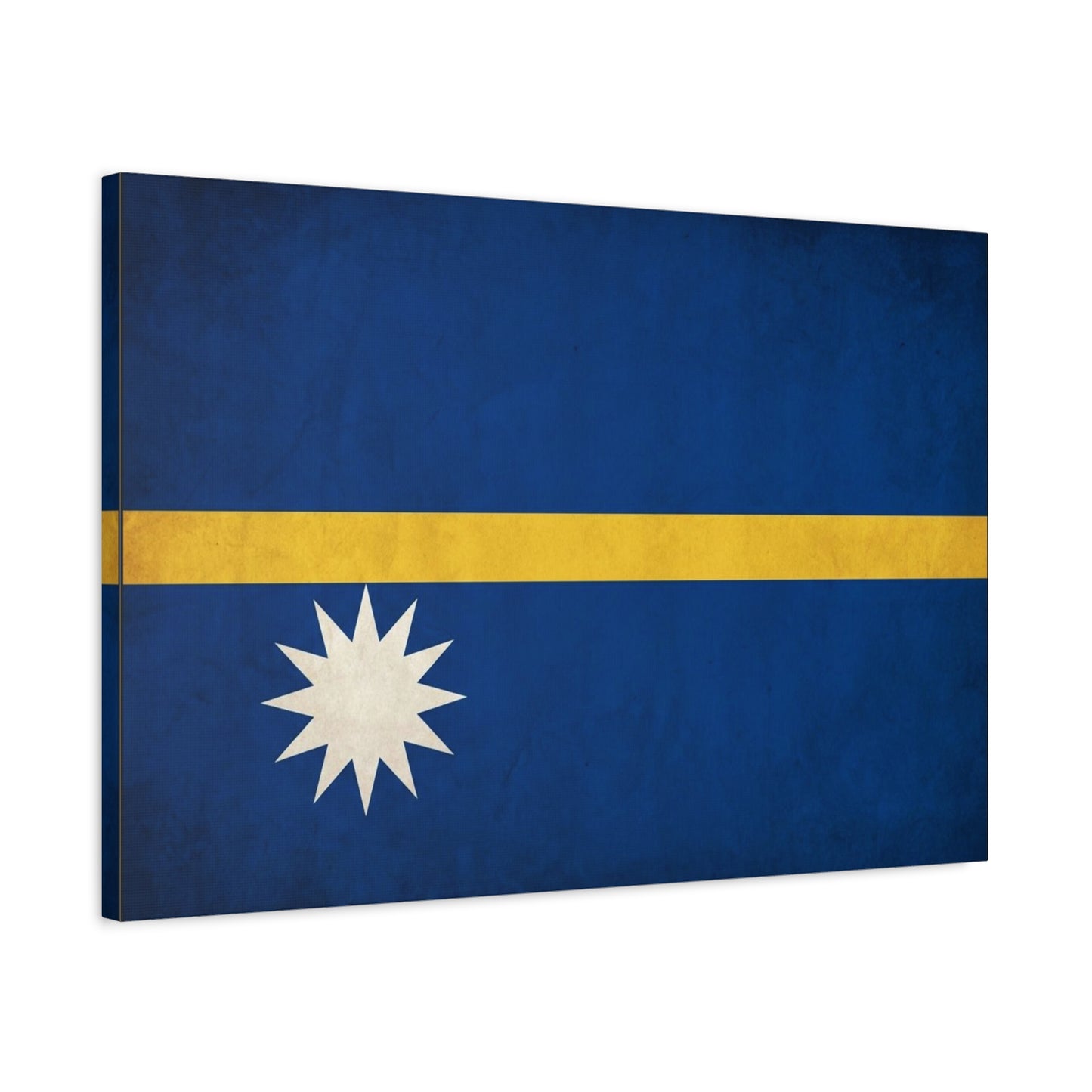Nauru Flag Canvas Wall Art - Blue Field, Gold Stripe, White Star - Vintage National Pride Print - Coastal Style Living Room Decor, Bedroom Home Decoration - Living Room Wall Decor - Ready to Hang