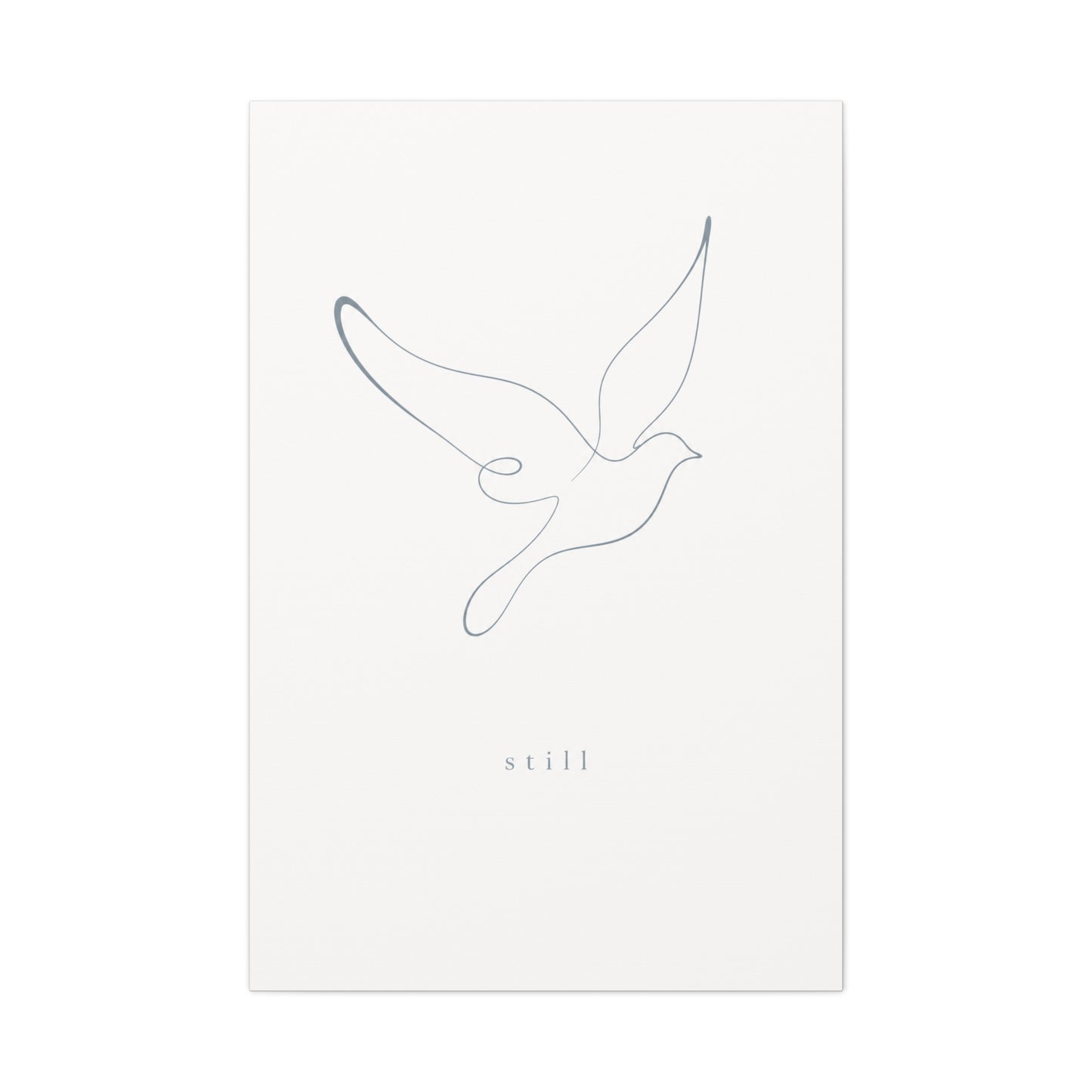 "Still" Dove Canvas Wall Art - Minimalist Line Drawing Bird Print, Calm Neutral Typography Decor - Modern Bedroom Home Decoration, Meditation Space Accent, Living Room Wall Decor - Ready to Hang