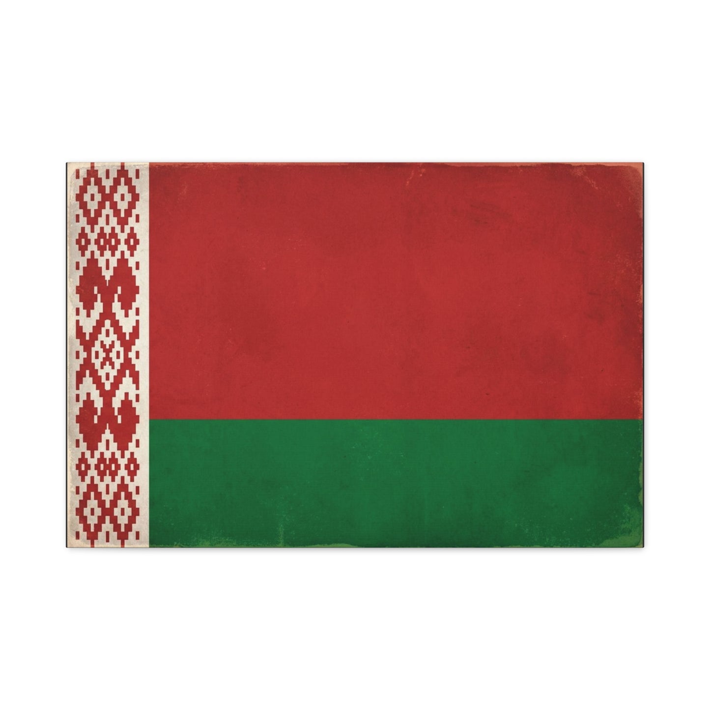Belarus Flag Canvas Wall Art - Vintage Red Green National Banner Print, Patriotic Eastern Europe Decor - Textured Minimalist Style - Living Room Wall Decor - Modern Farmhouse Style - Ready to Hang