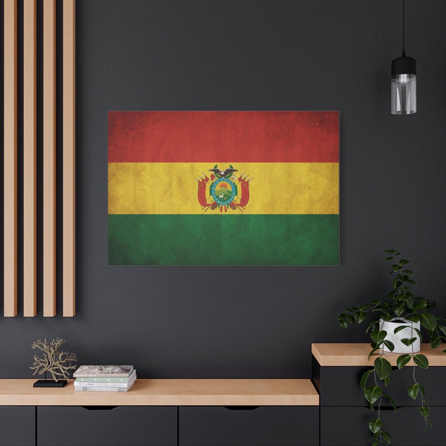 Bolivia Flag Canvas Wall Art - Vintage Bolivian Tricolor With Coat Of Arms - Distressed Patriotic Print, Cultural Decor, Living Room Wall Decor - Bedroom Home Decoration - Bedroom Home Decoration